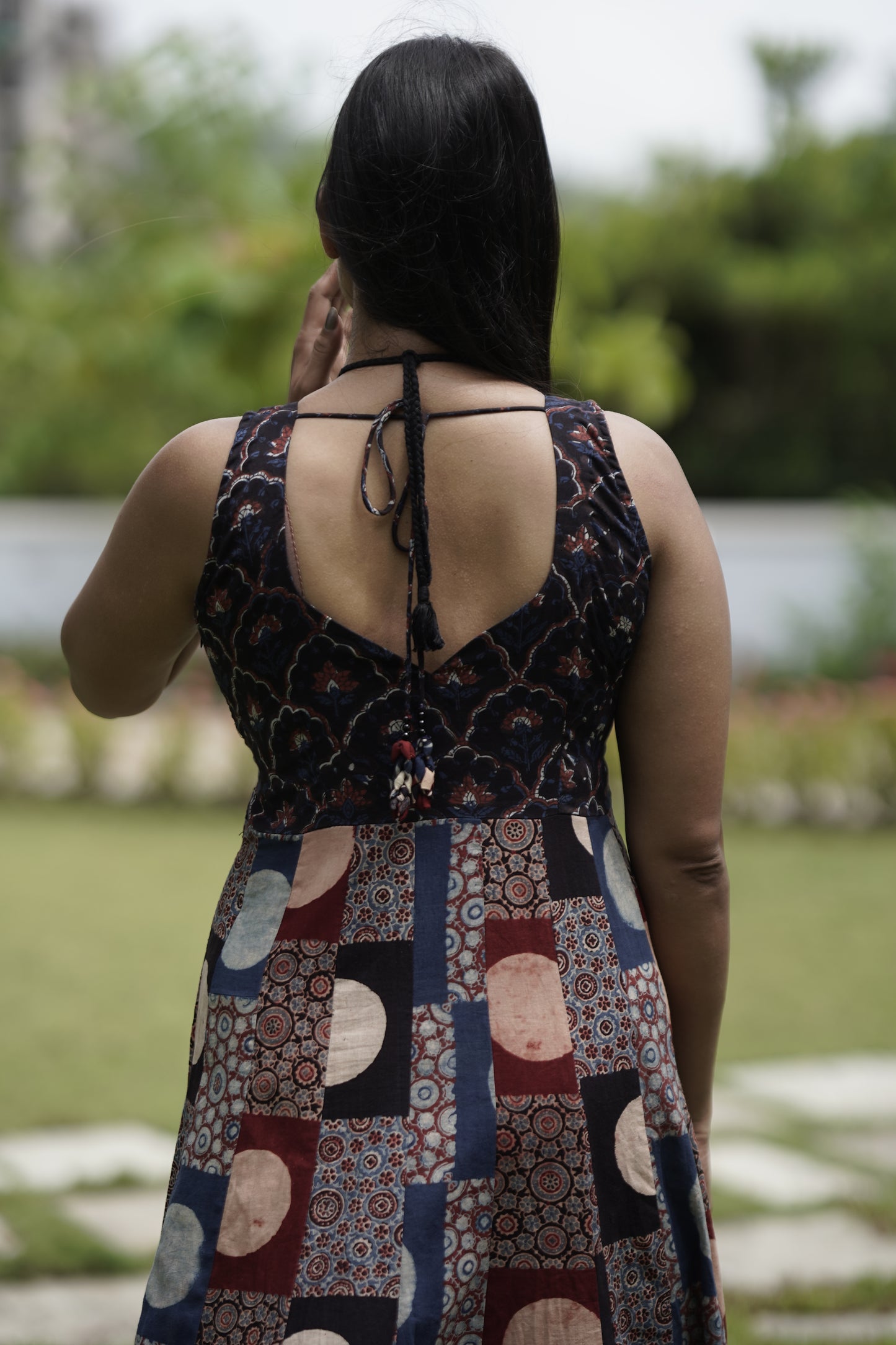 Ajrakh kali dress