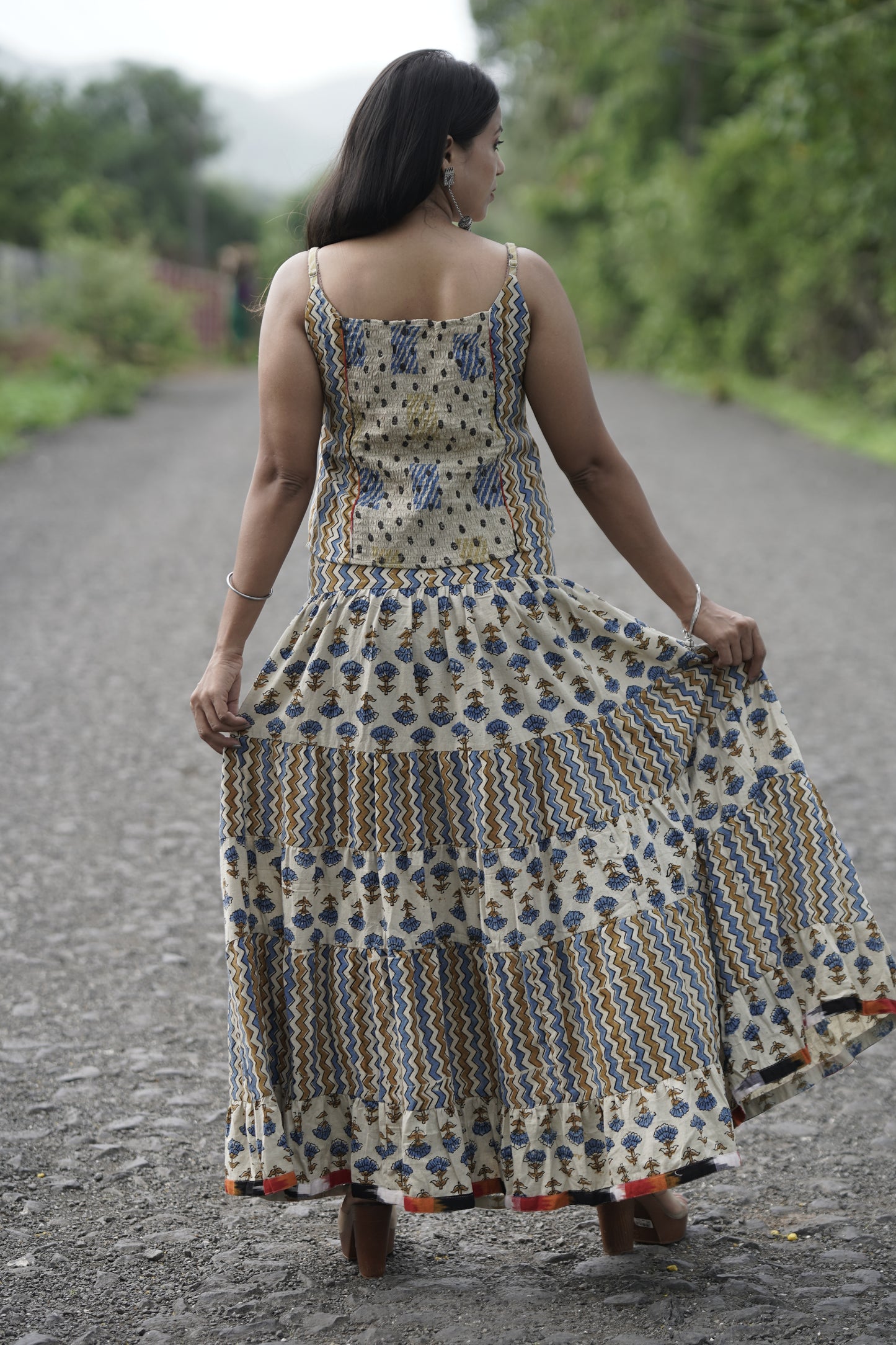 Cotton Co-ord Set (Top + Flared Skirt)