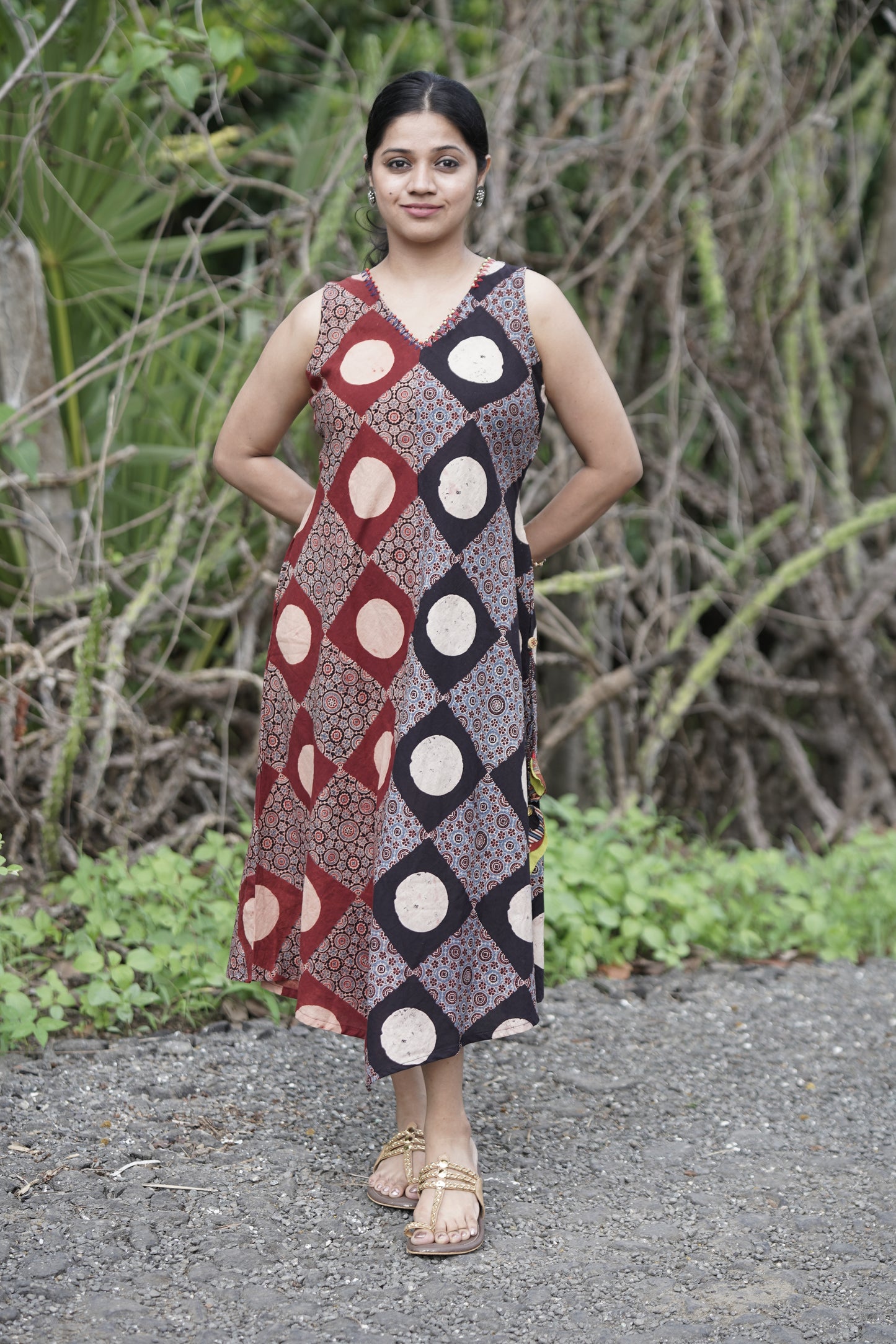 Ajrakh half and half dress