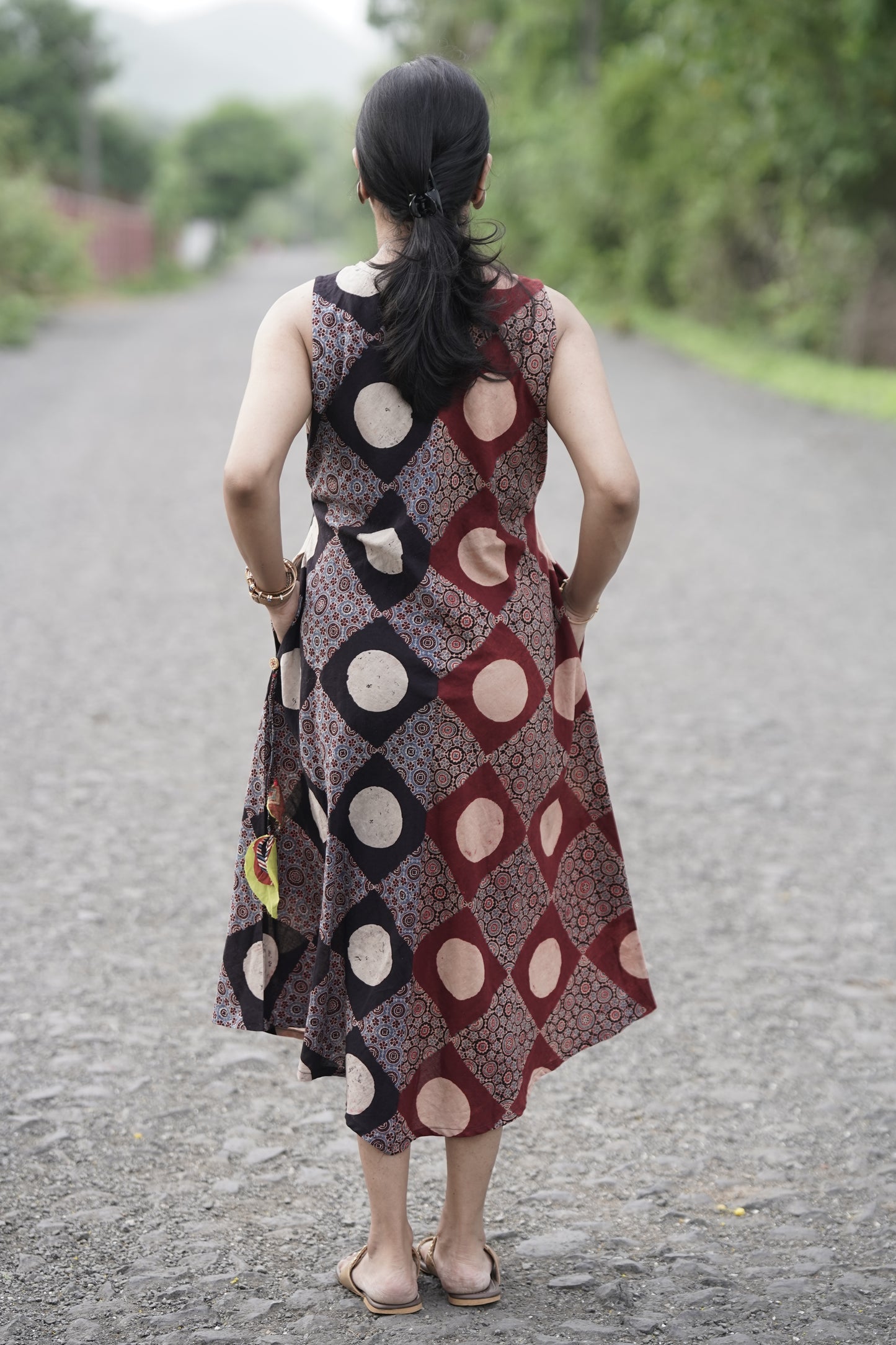 Ajrakh half and half dress