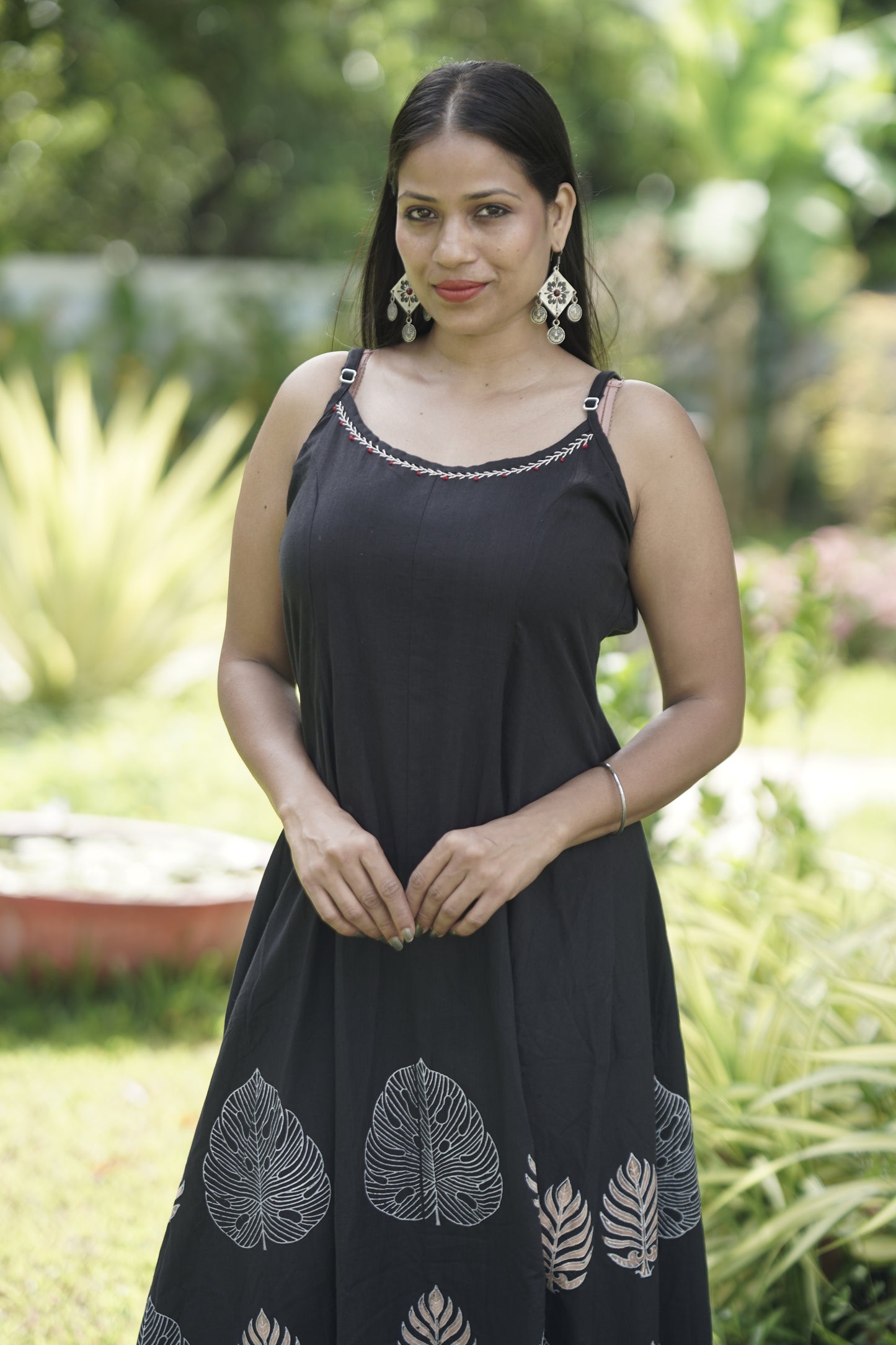 Midnight Bloom Flex Dress - Black