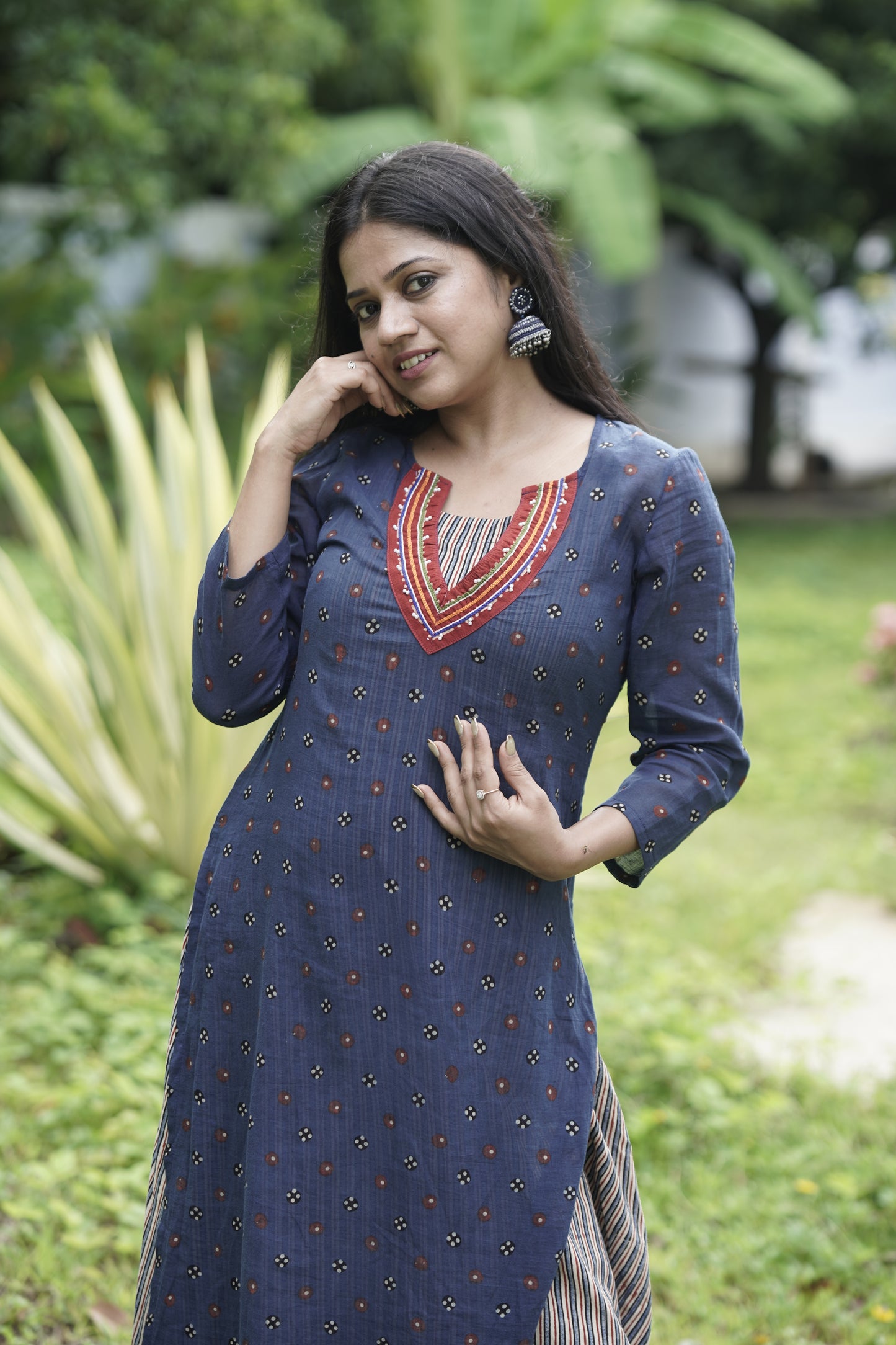 Deep V Layer Kurta With Underdress.
