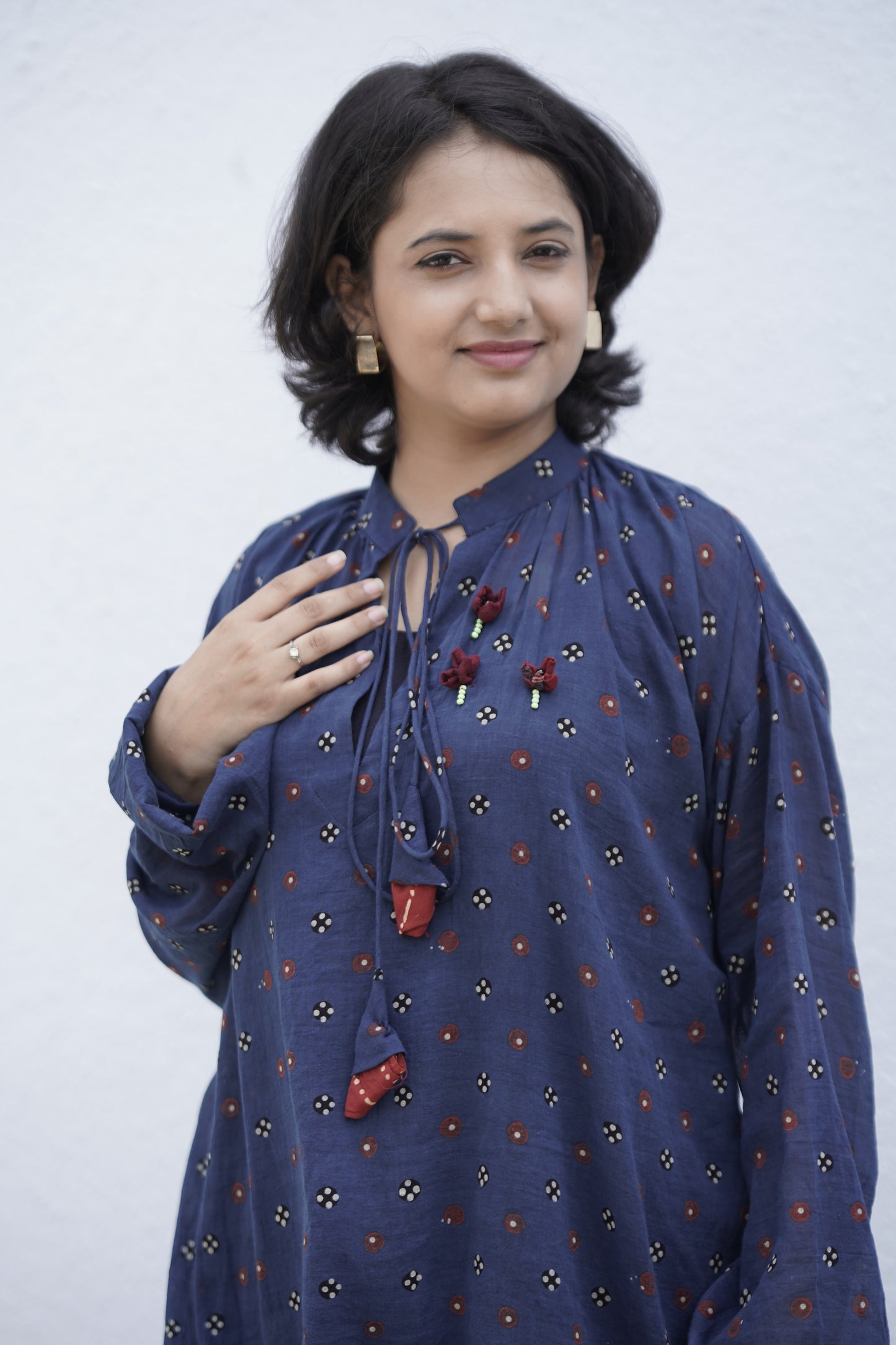 Midnight Bloom Ajrakh Overlay Dress