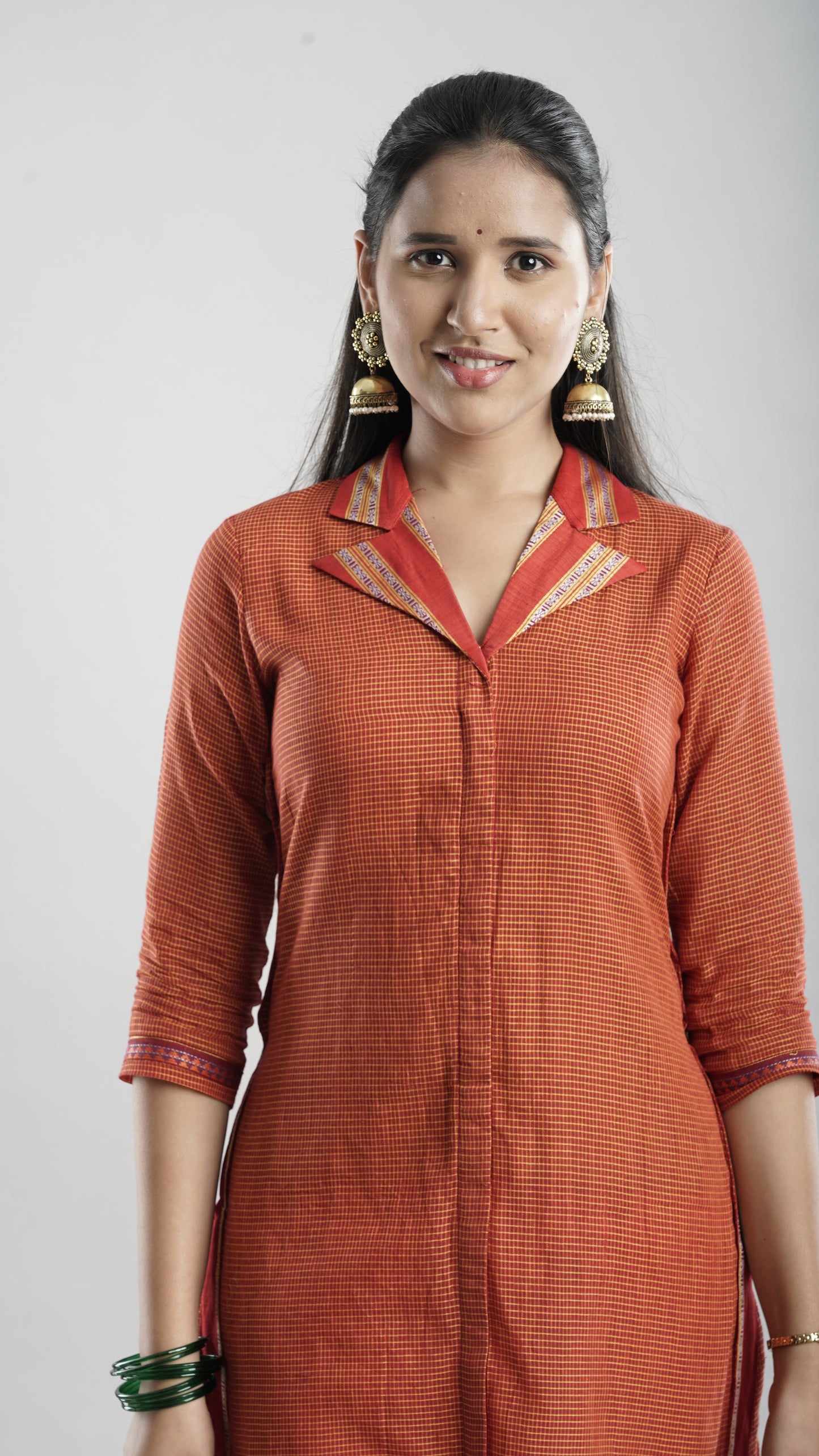 Collar A- line kurta - Orange