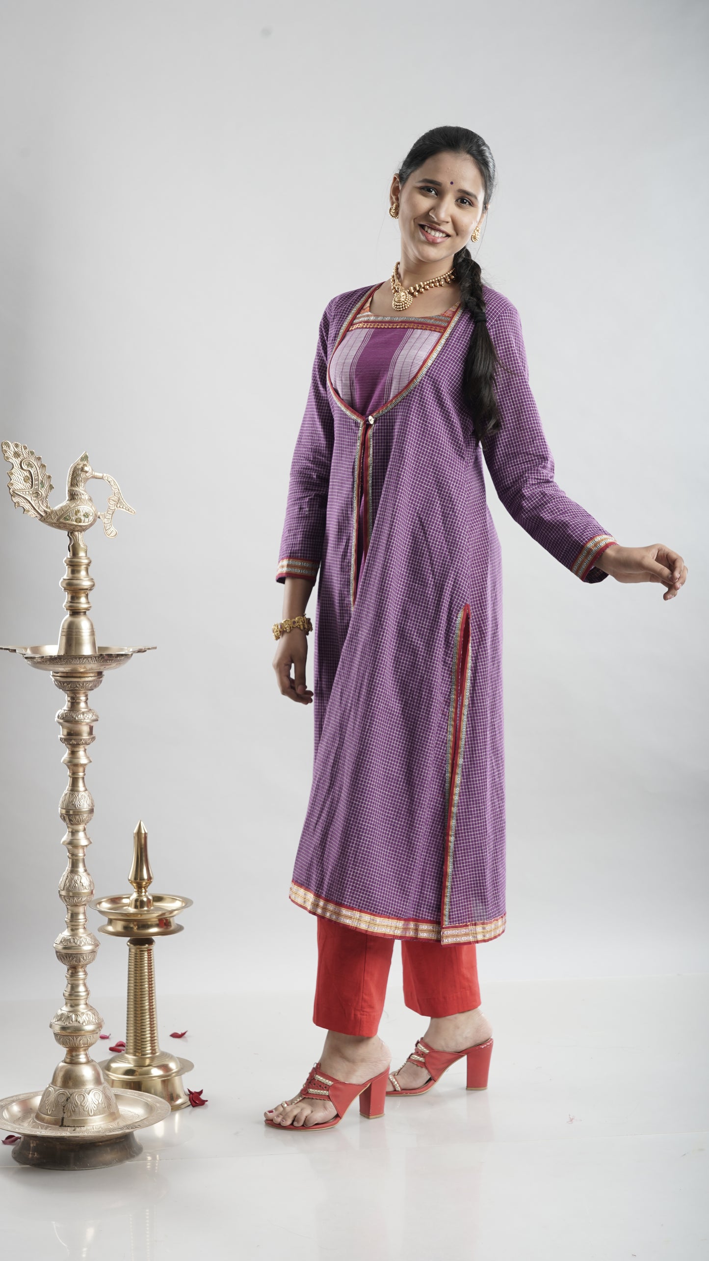 Ethnic Jacket Style Kurta - Purple