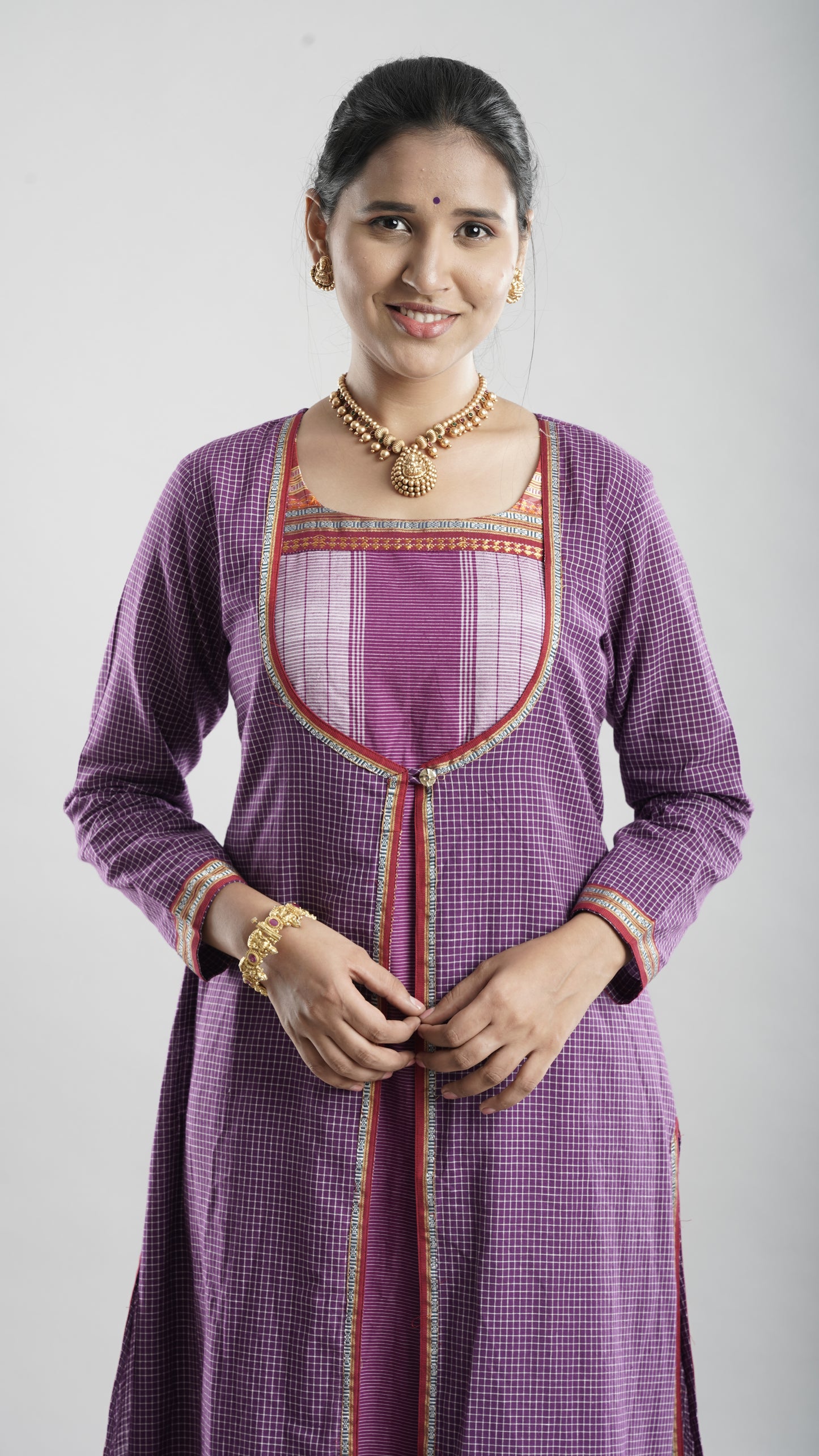 Ethnic Jacket Style Kurta - Purple
