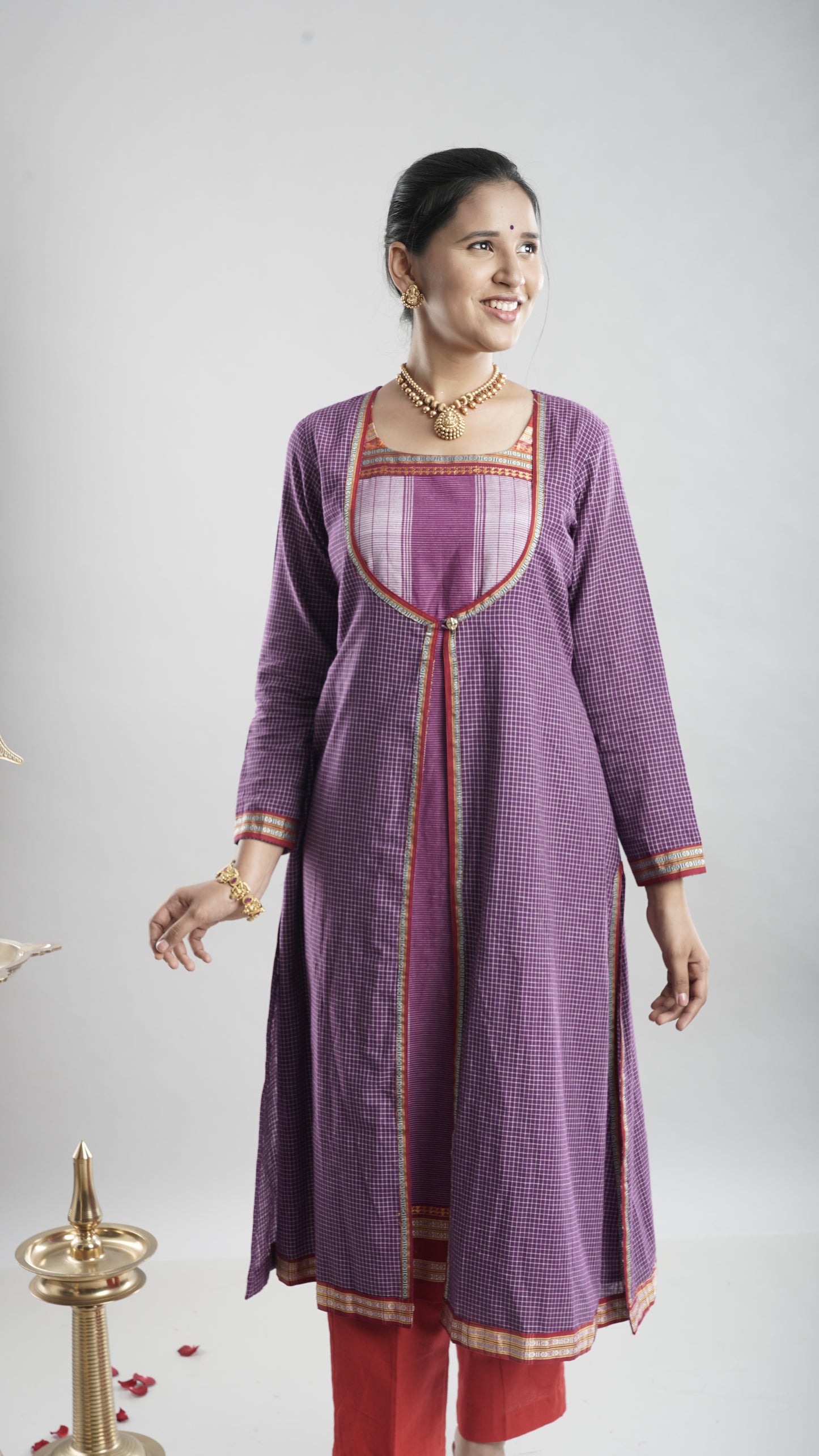 Ethnic Jacket Style Kurta - Purple