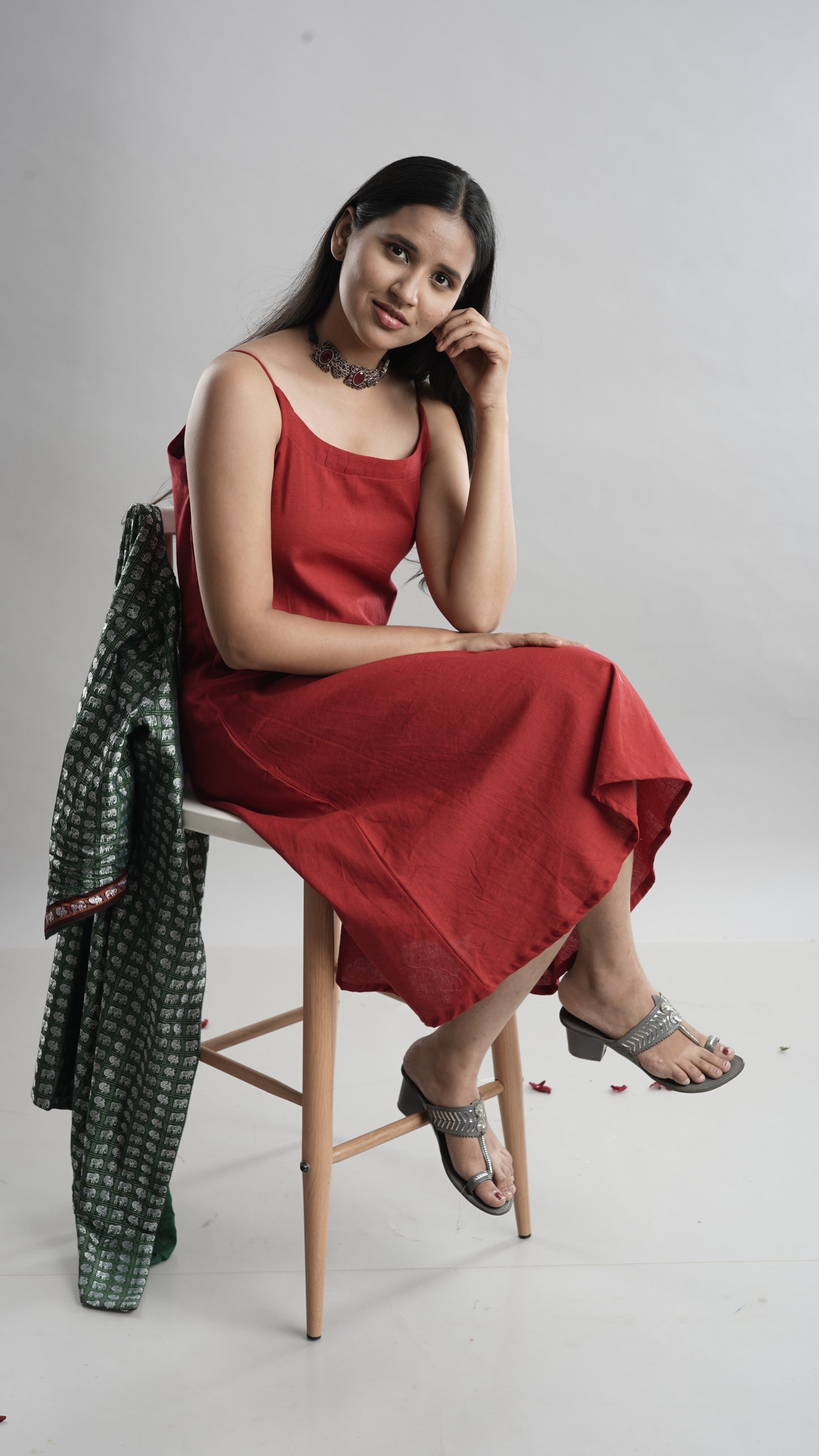 Khan Jacket Dress with Cotton Flax Inner