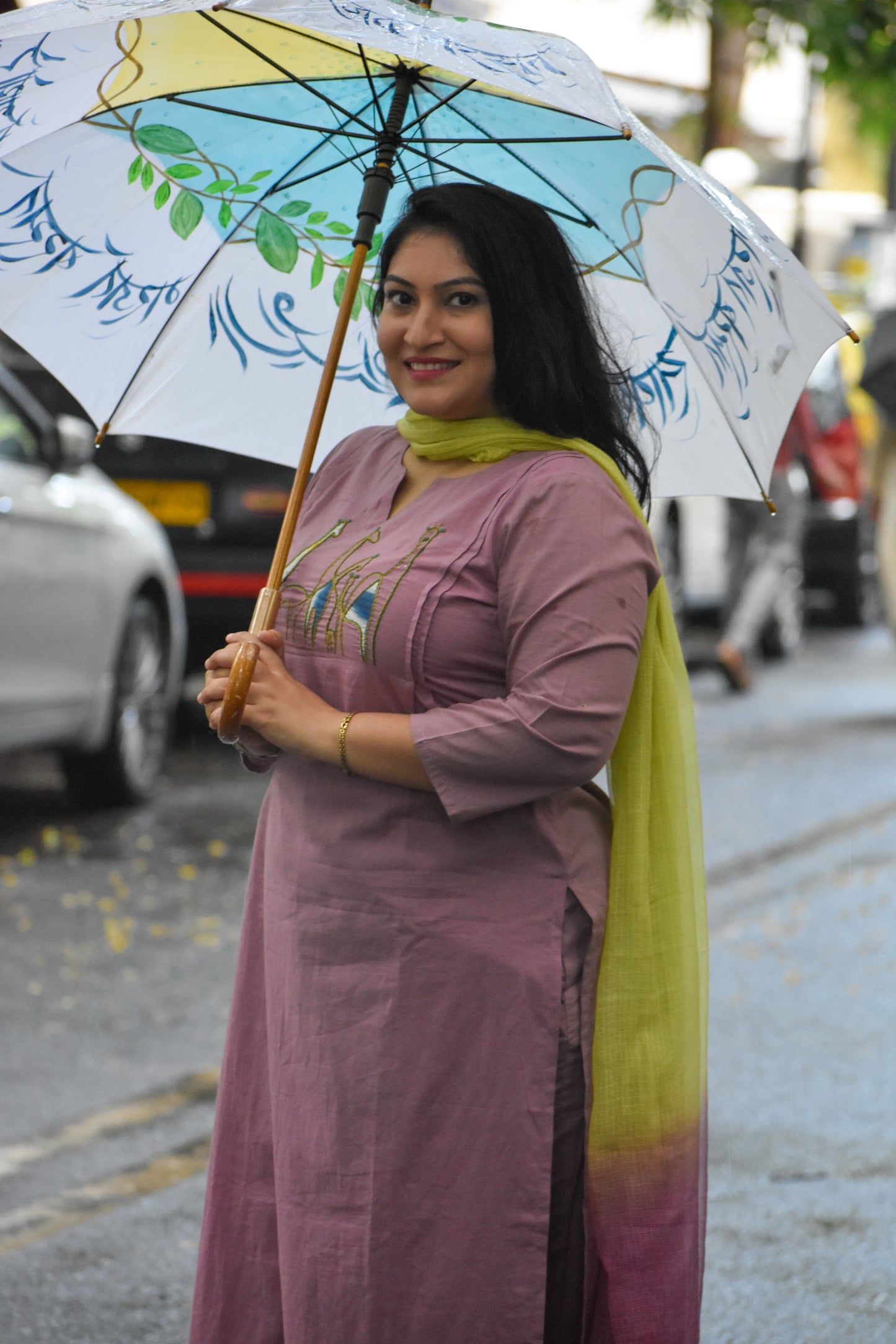 Giraffe Patch Work Kurta pant - Purple