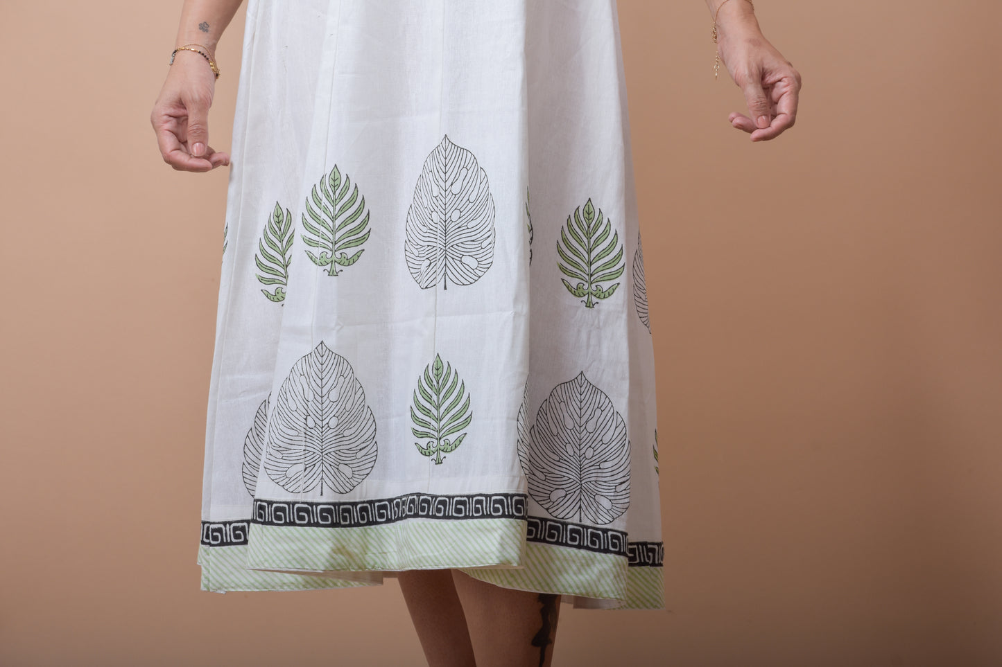 Singlet Dress WIth Hand-block Printed Cotton (Jacket)