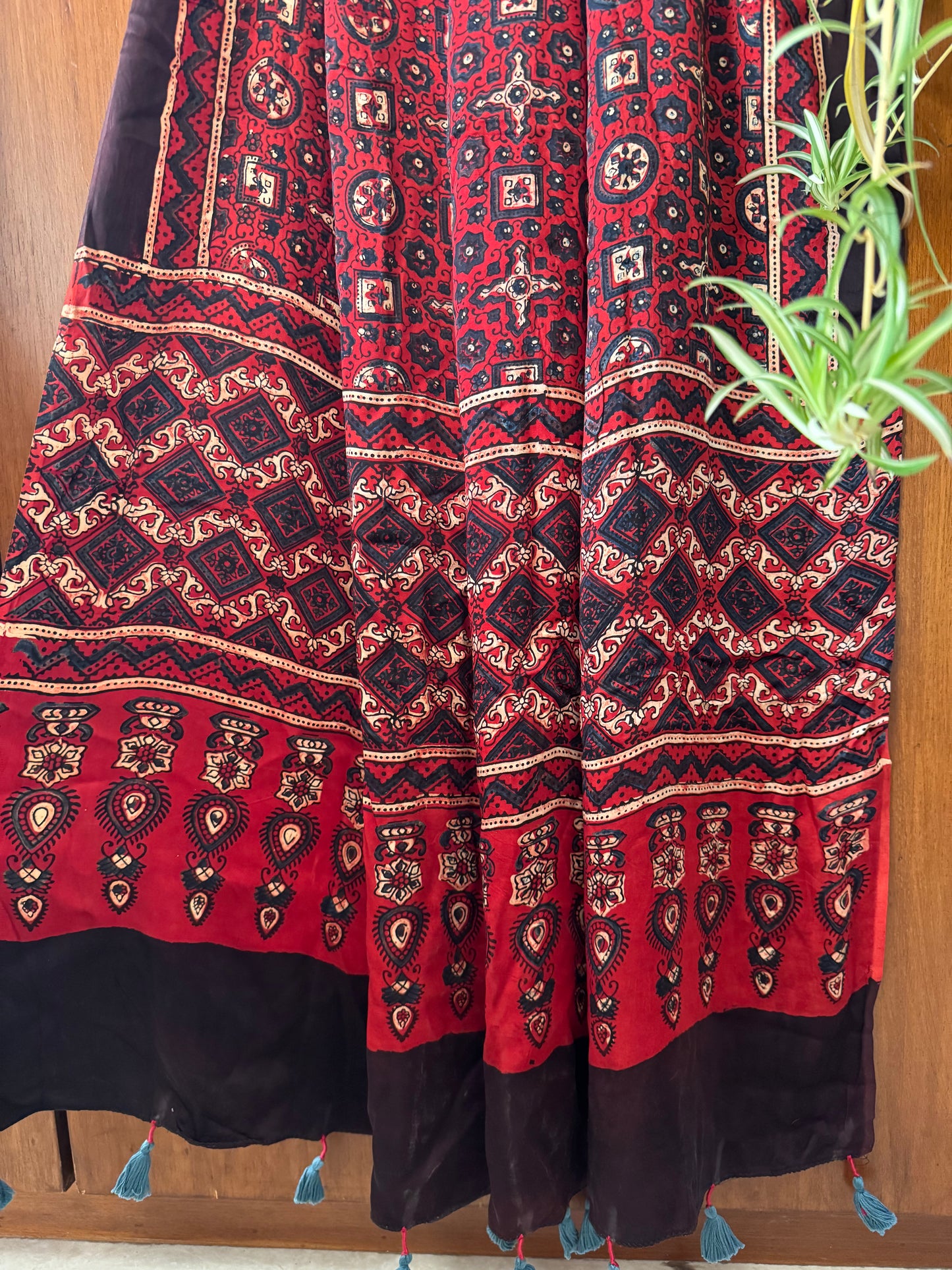 Maroon Indigo Modal Silk Dupatta