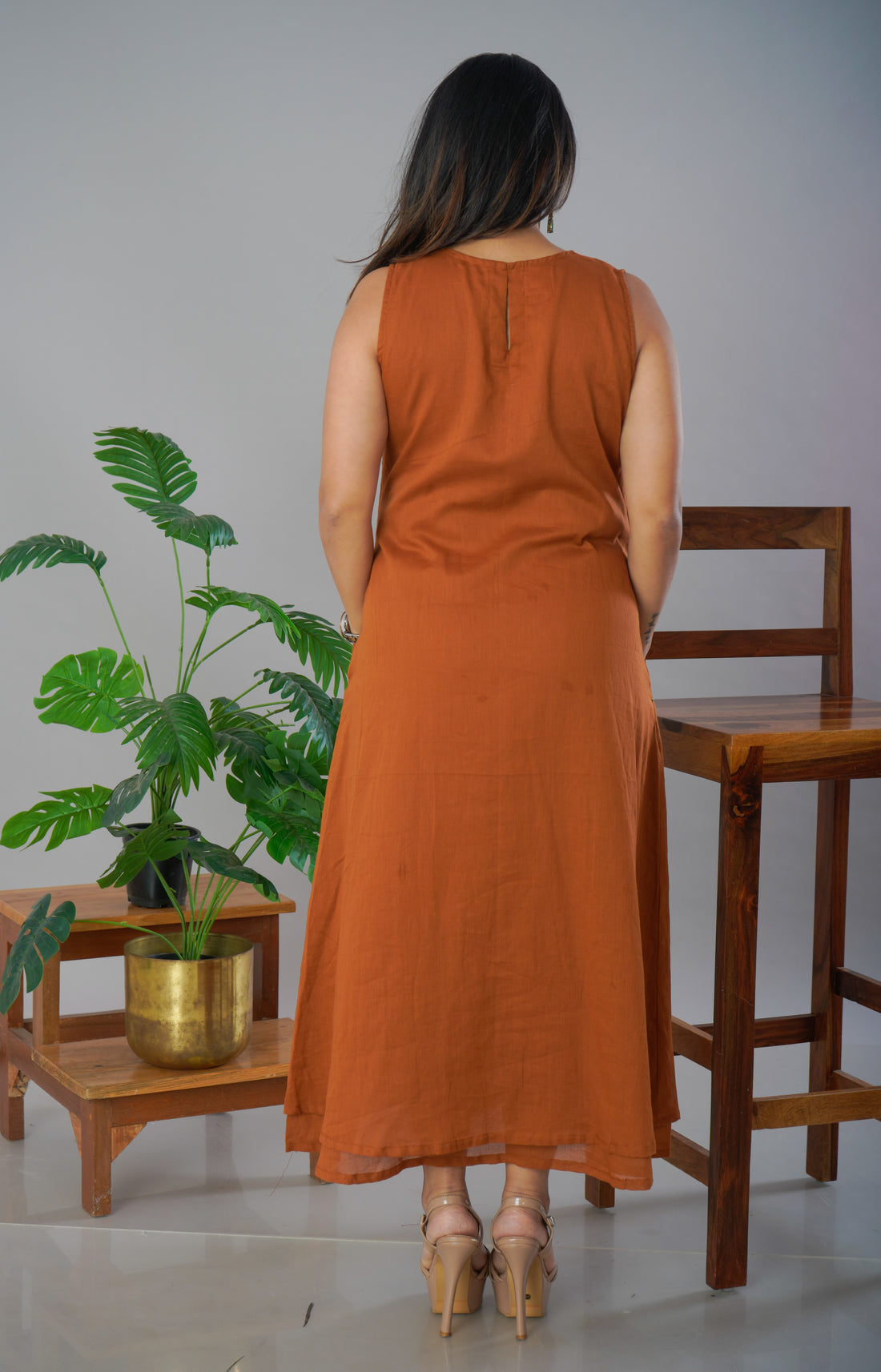 Mulmul Layerd Dress With Fish Embroidey
