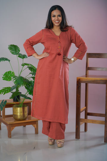 Mulmul Double Layered Pleated Cord Set