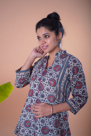 Ajrakh Mulmul jacket style short top