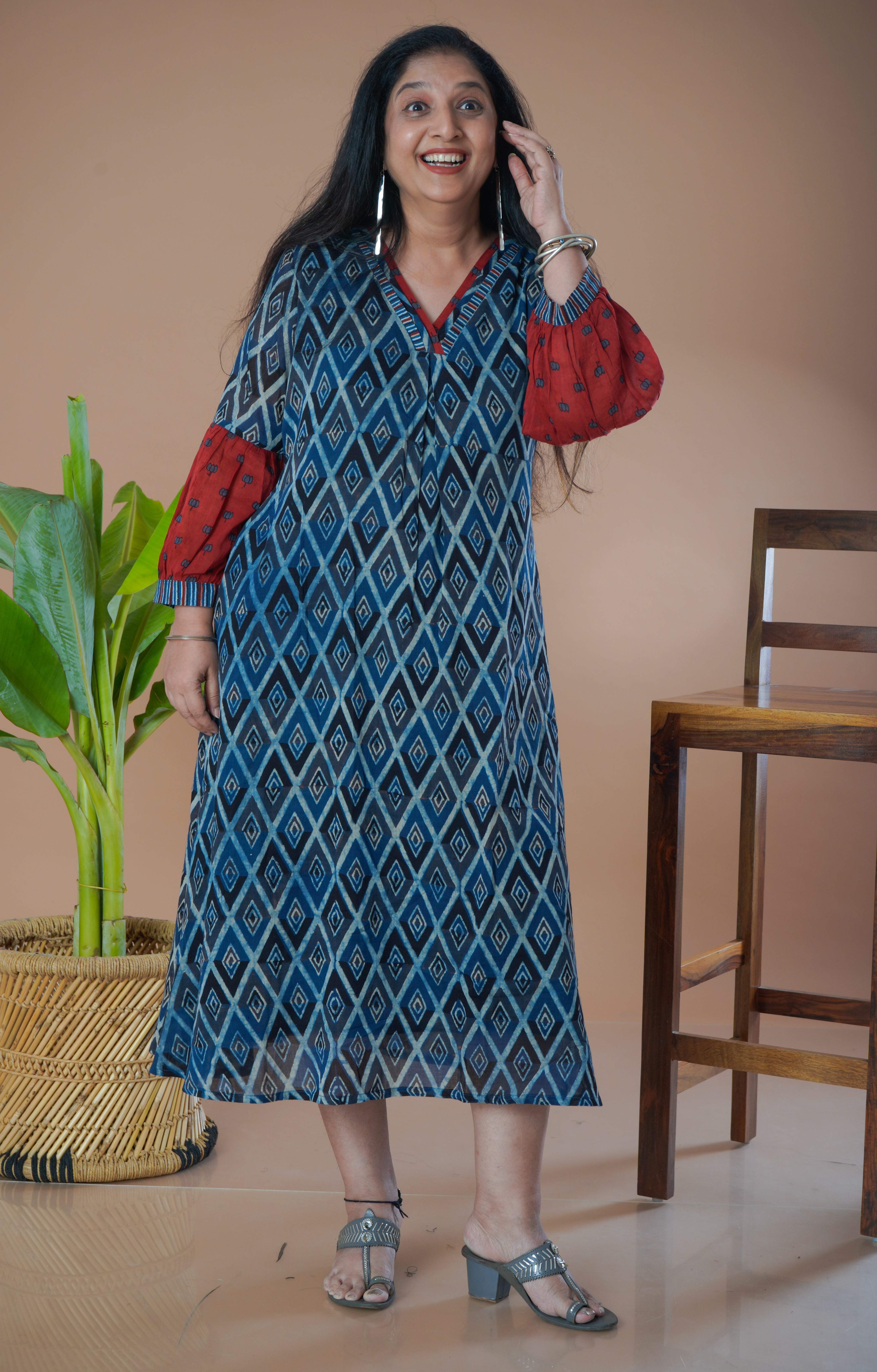 Ajrakh Printed Mul Cotton Dress