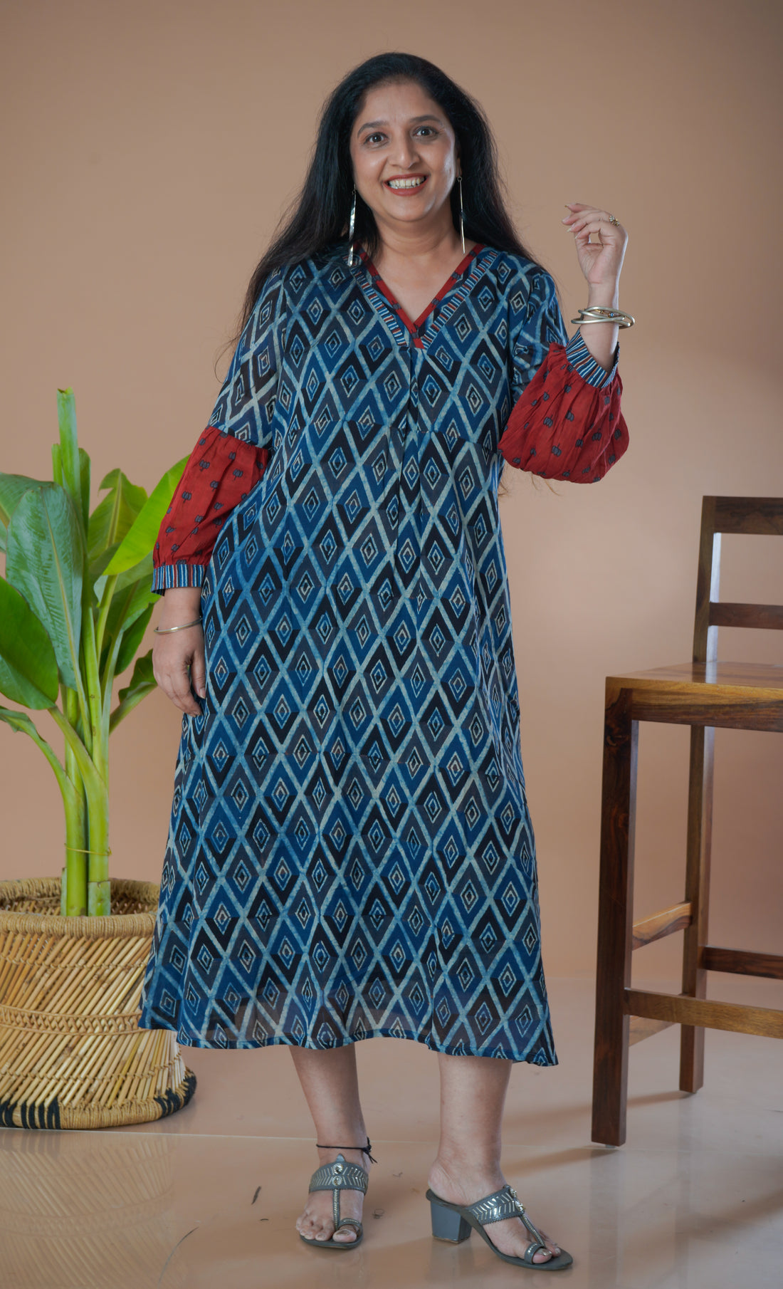 Ajrakh Printed Mul Cotton Dress