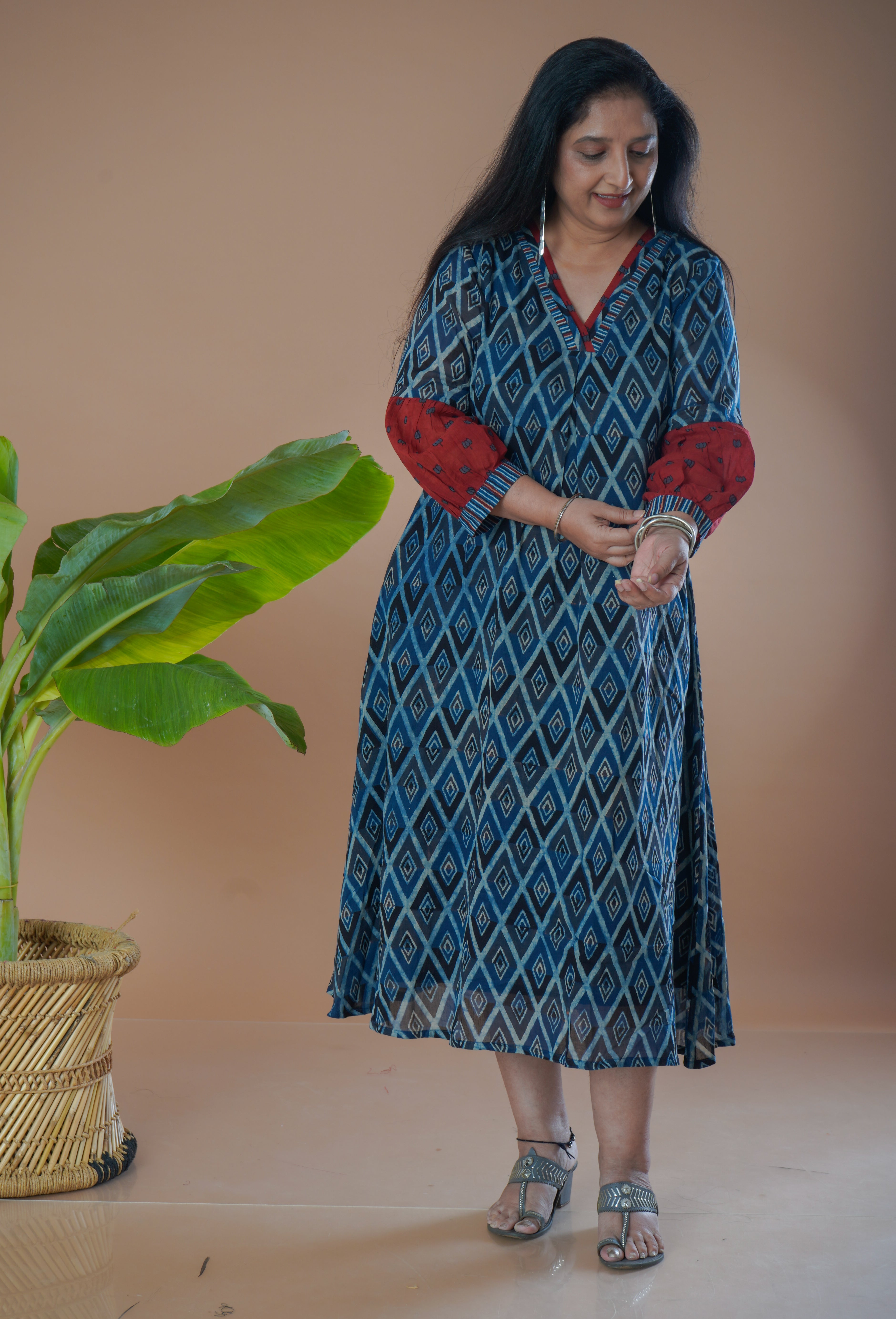 Ajrakh Printed Mul Cotton Dress