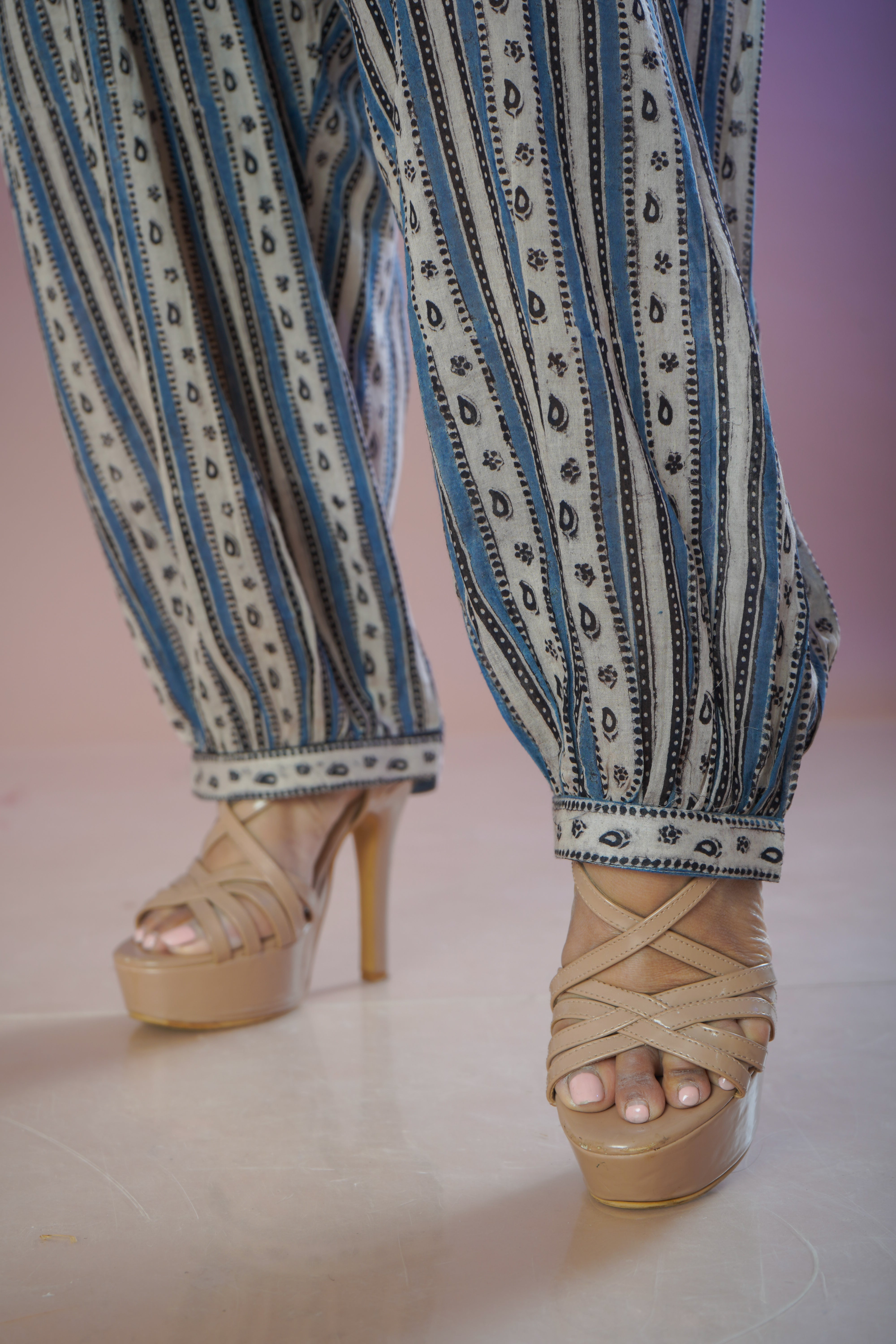 Ajrakh Printed Kurta Set with Mulmul Afgani Pants