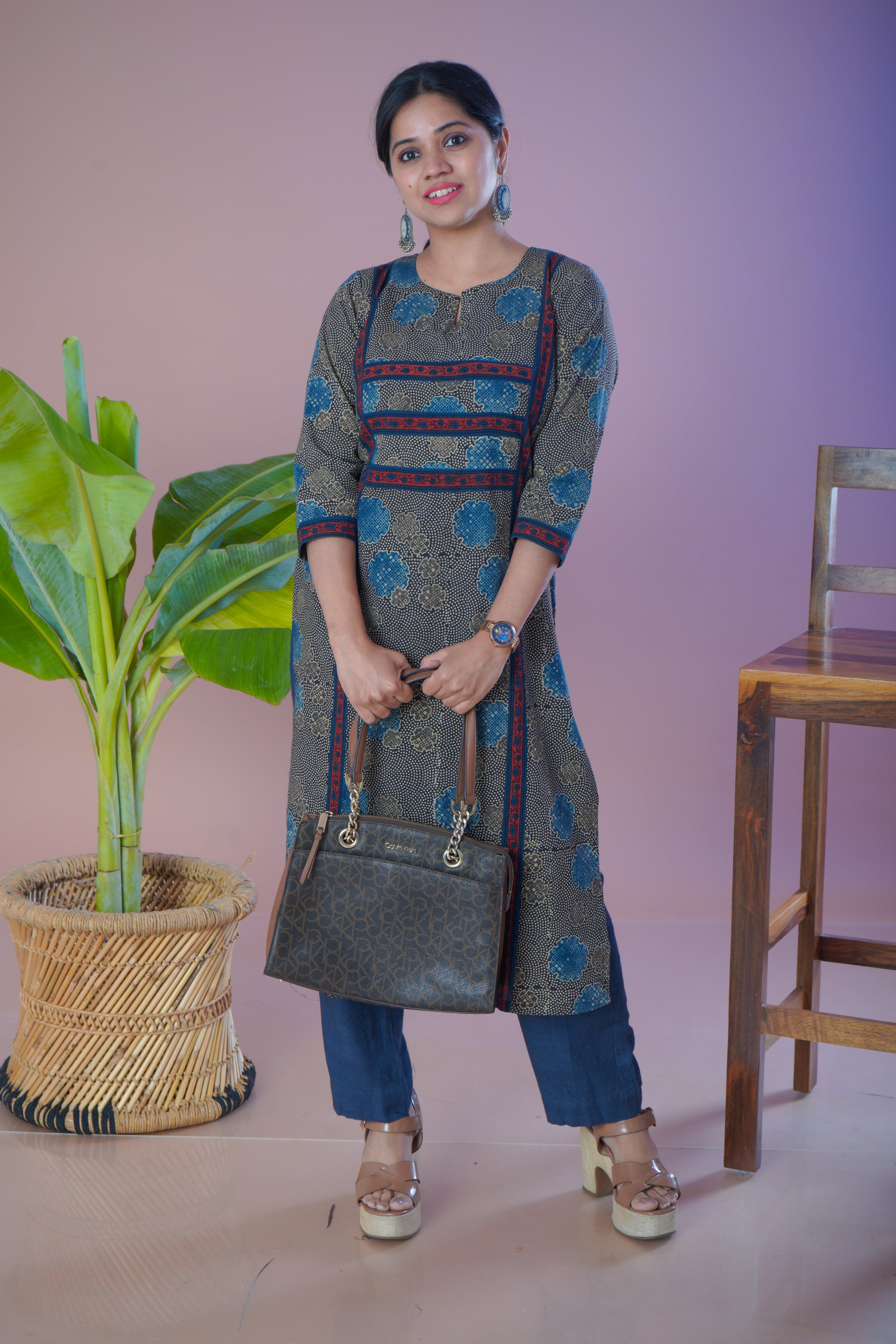 Ajrakh Cotton Kurta Pant Set