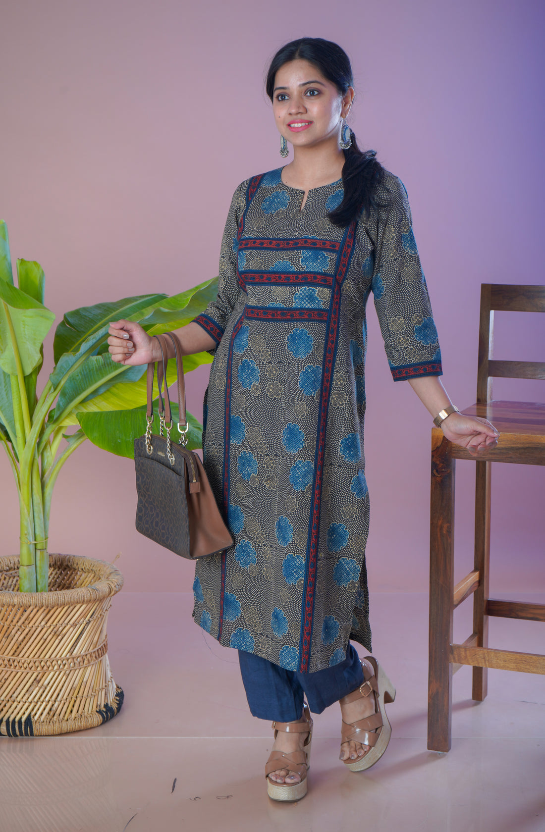 Ajrakh Cotton Kurta Pant Set