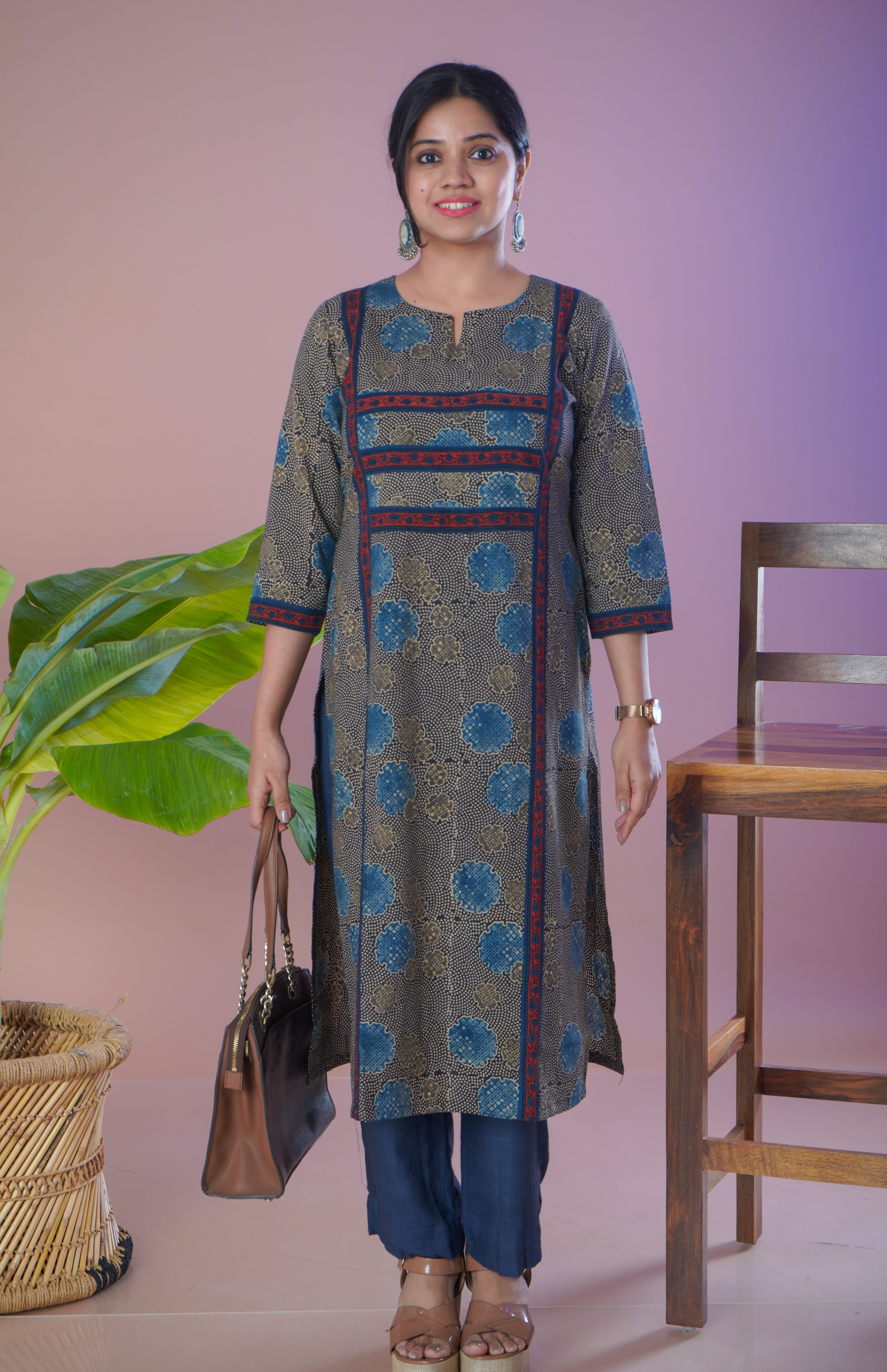Ajrakh Cotton Kurta Pant Set