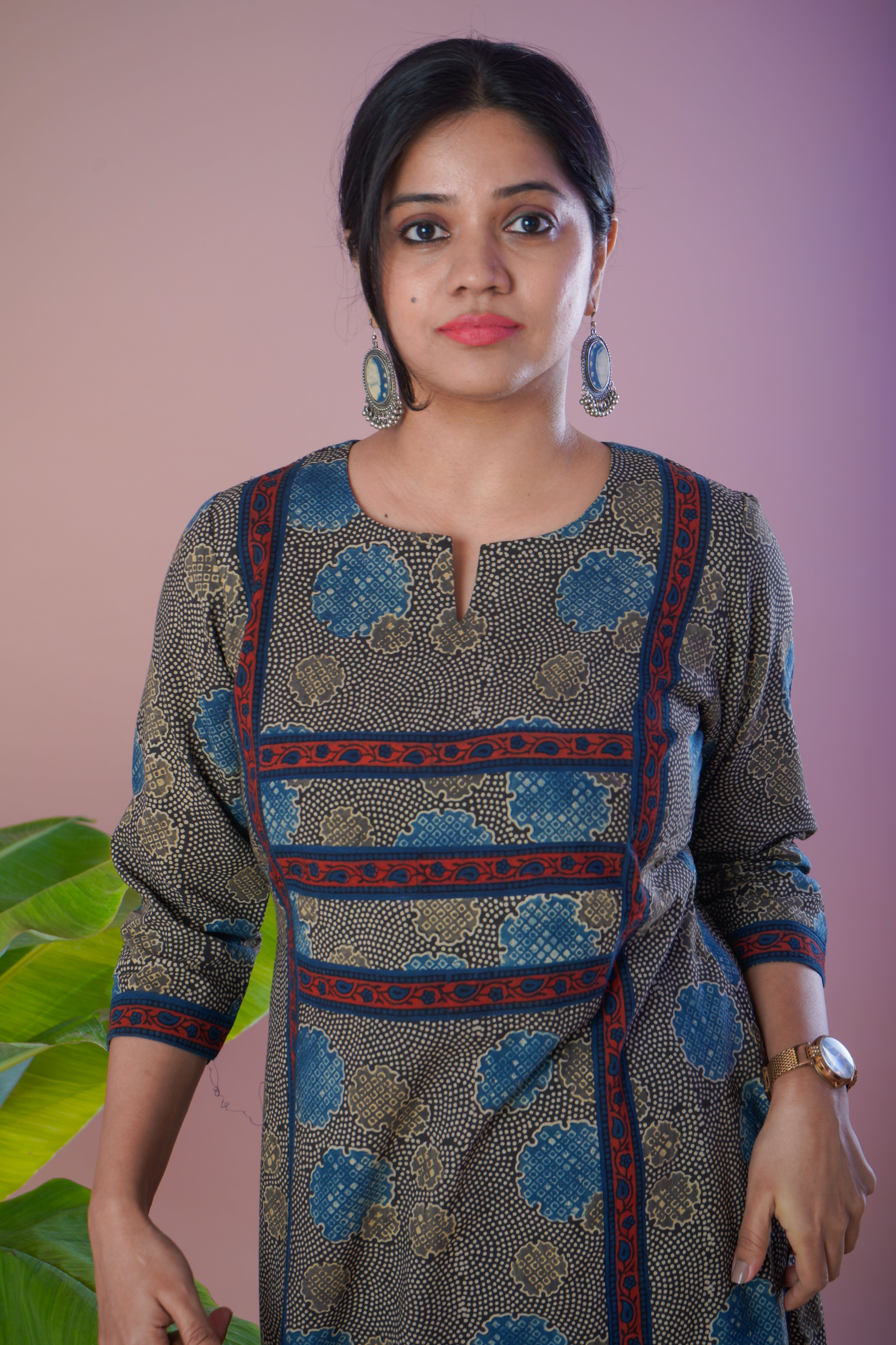 Ajrakh Cotton Kurta Pant Set