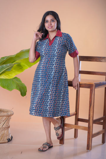 Ajrakh Tringle Print Short Dress
