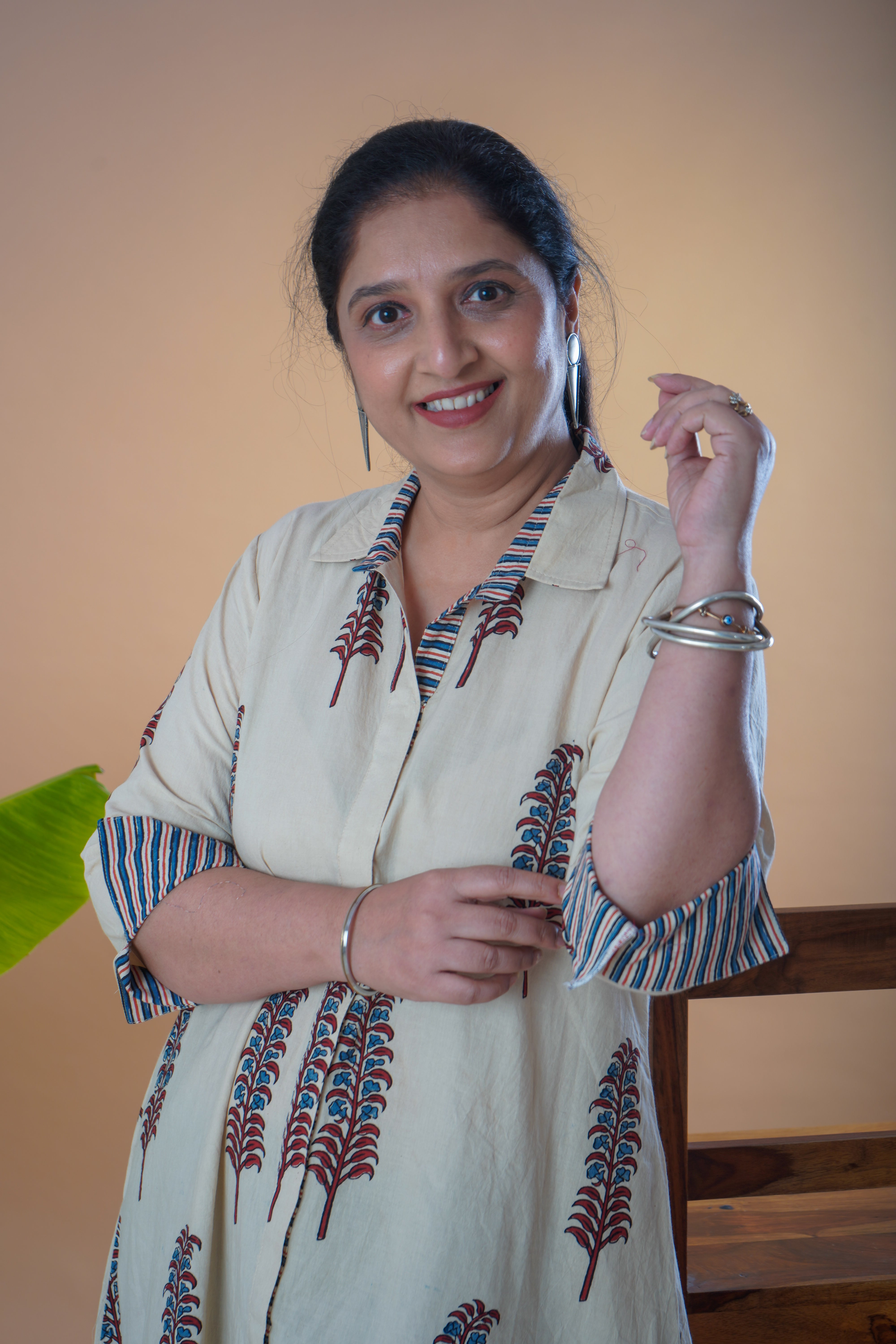 Ajrakh shirt collar dress