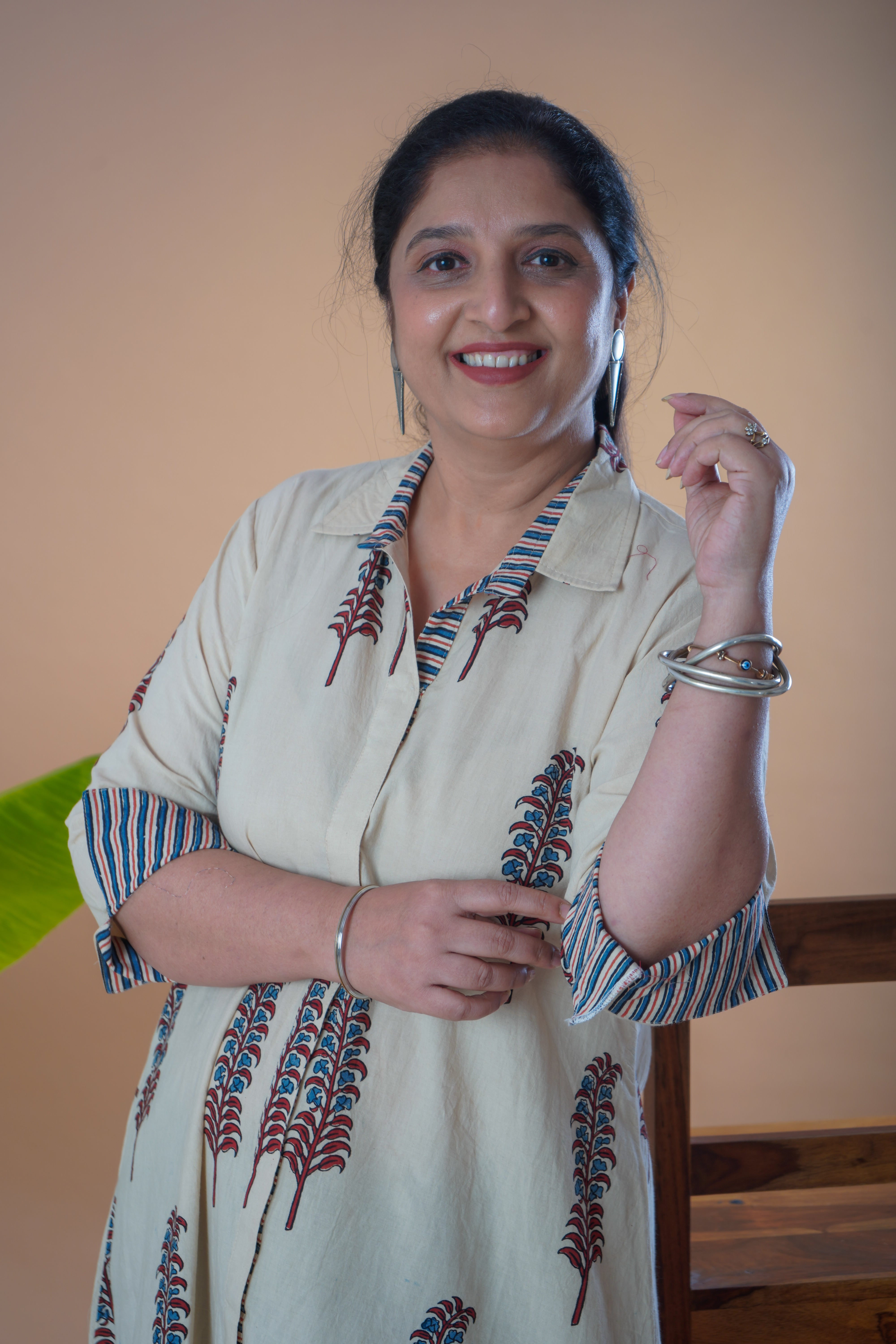 Ajrakh shirt collar dress