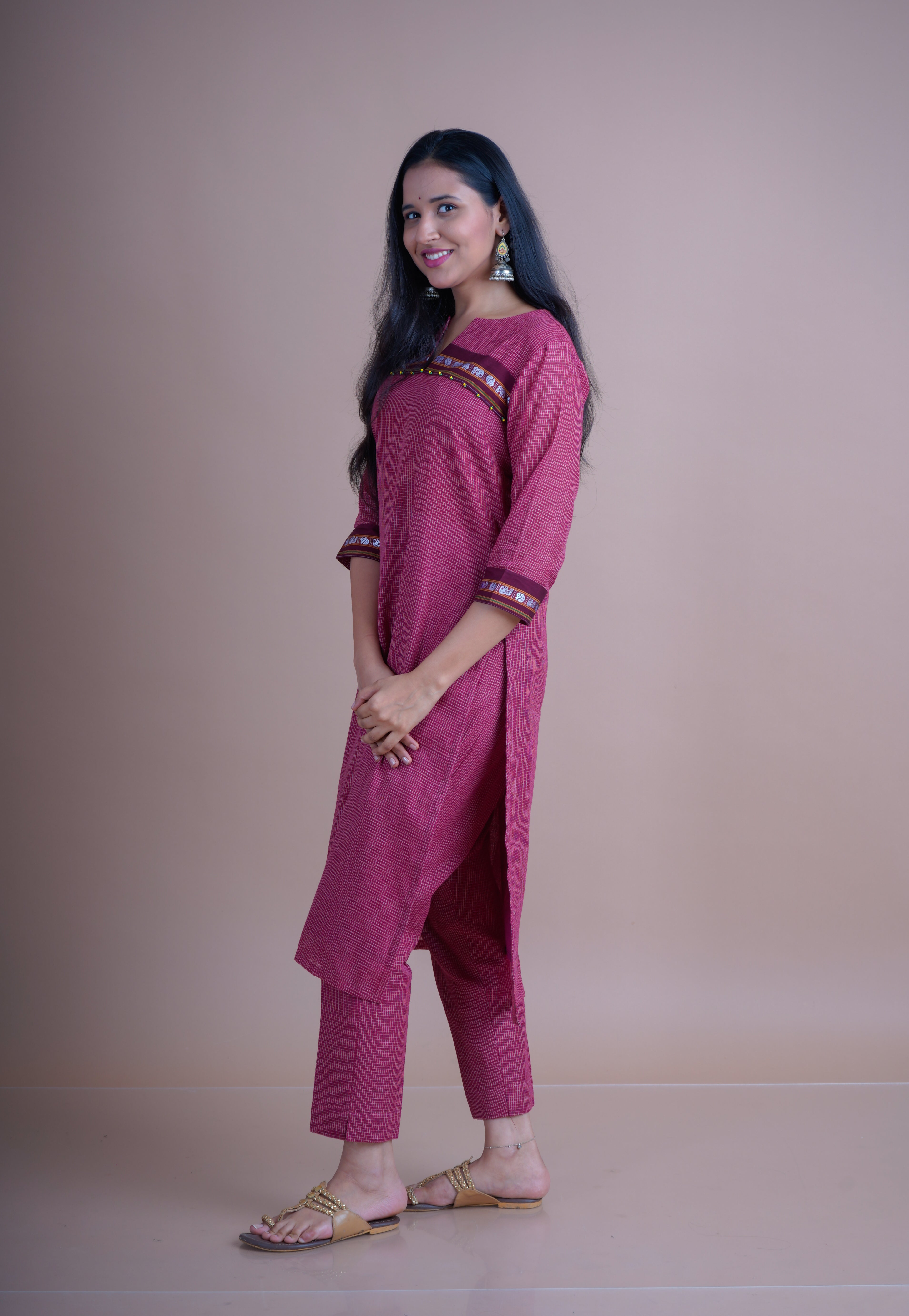 Khan Detail Straight fit kurta pant set