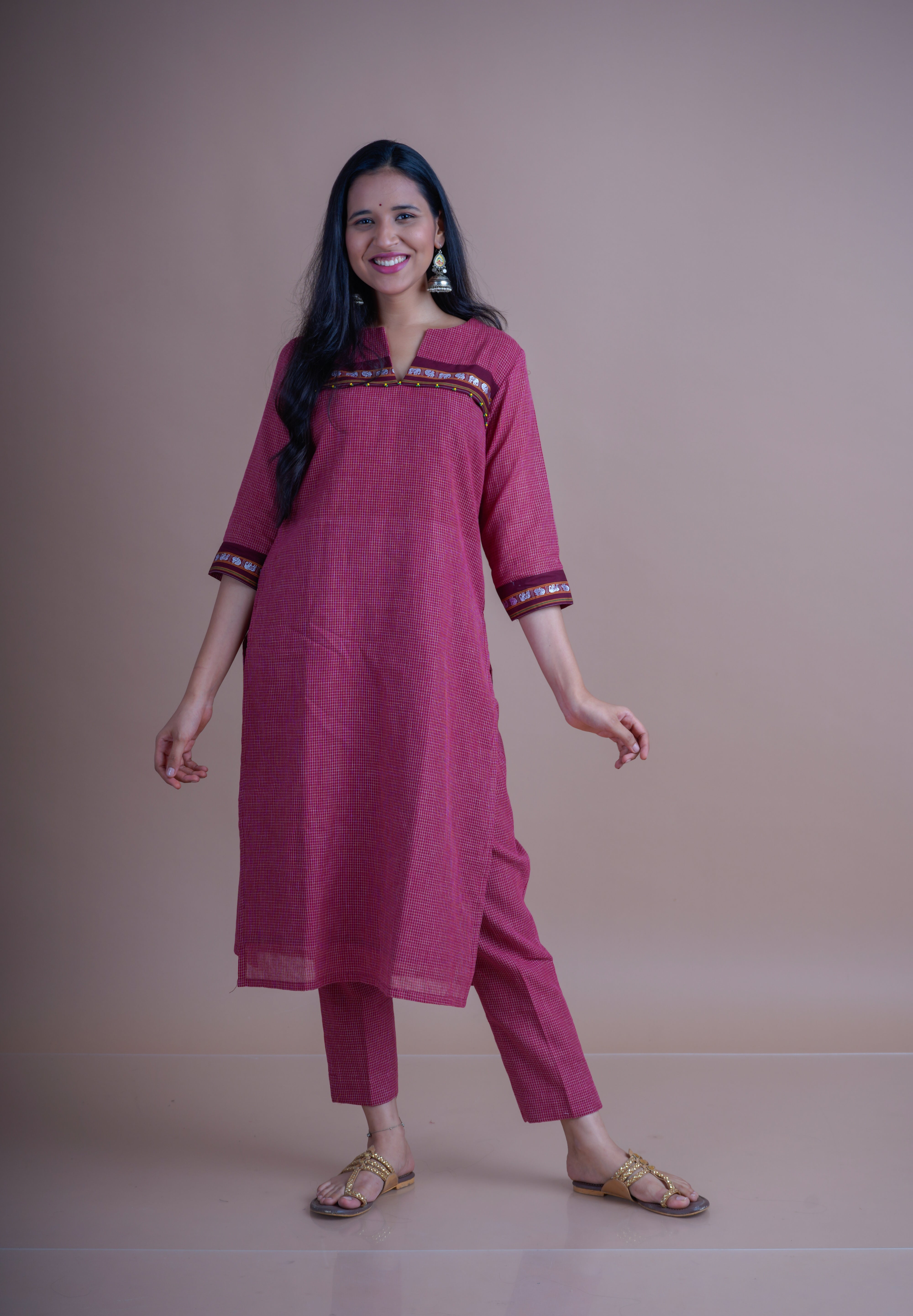 Khan Detail Straight fit kurta pant set