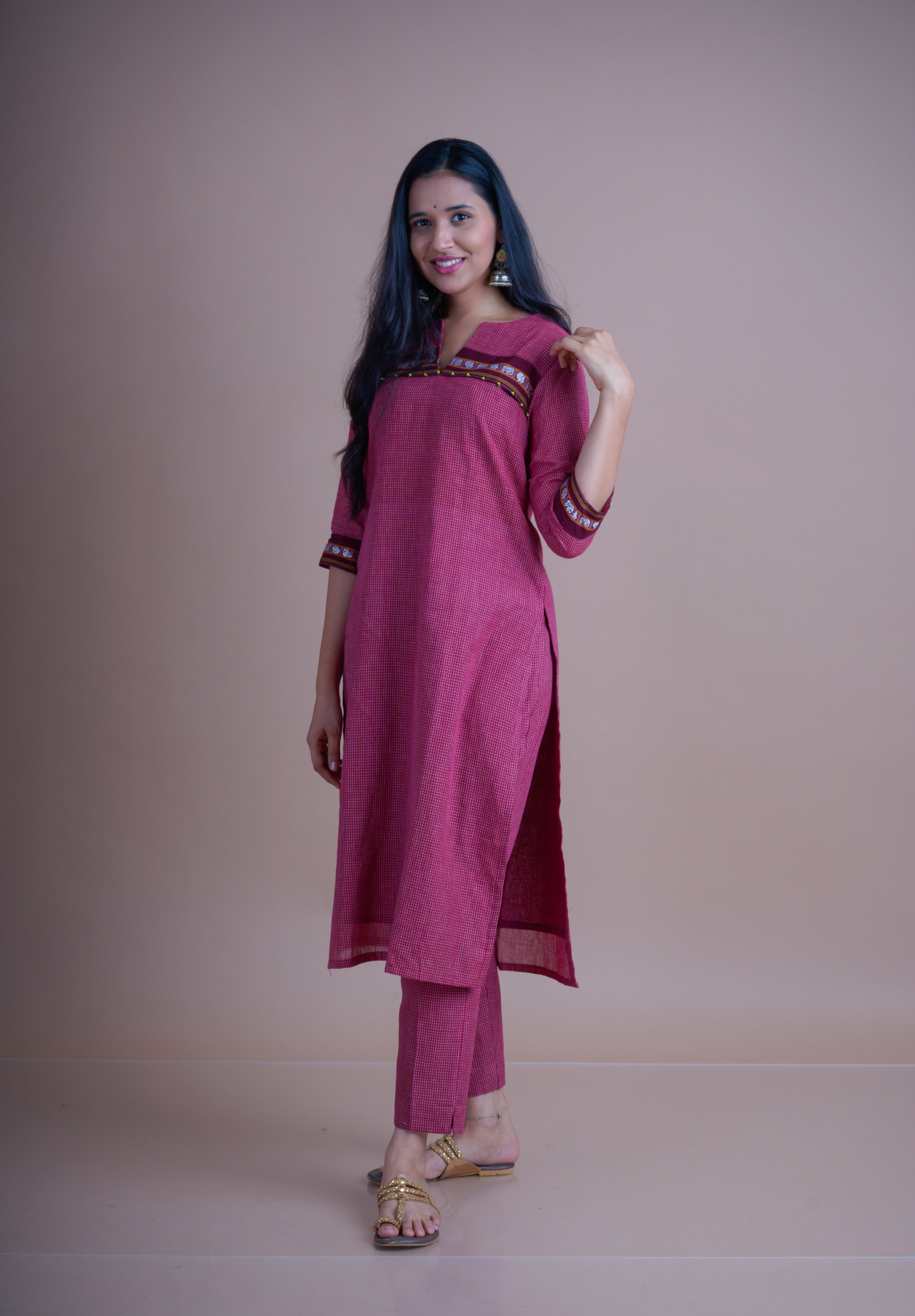 Khan Detail Straight fit kurta pant set