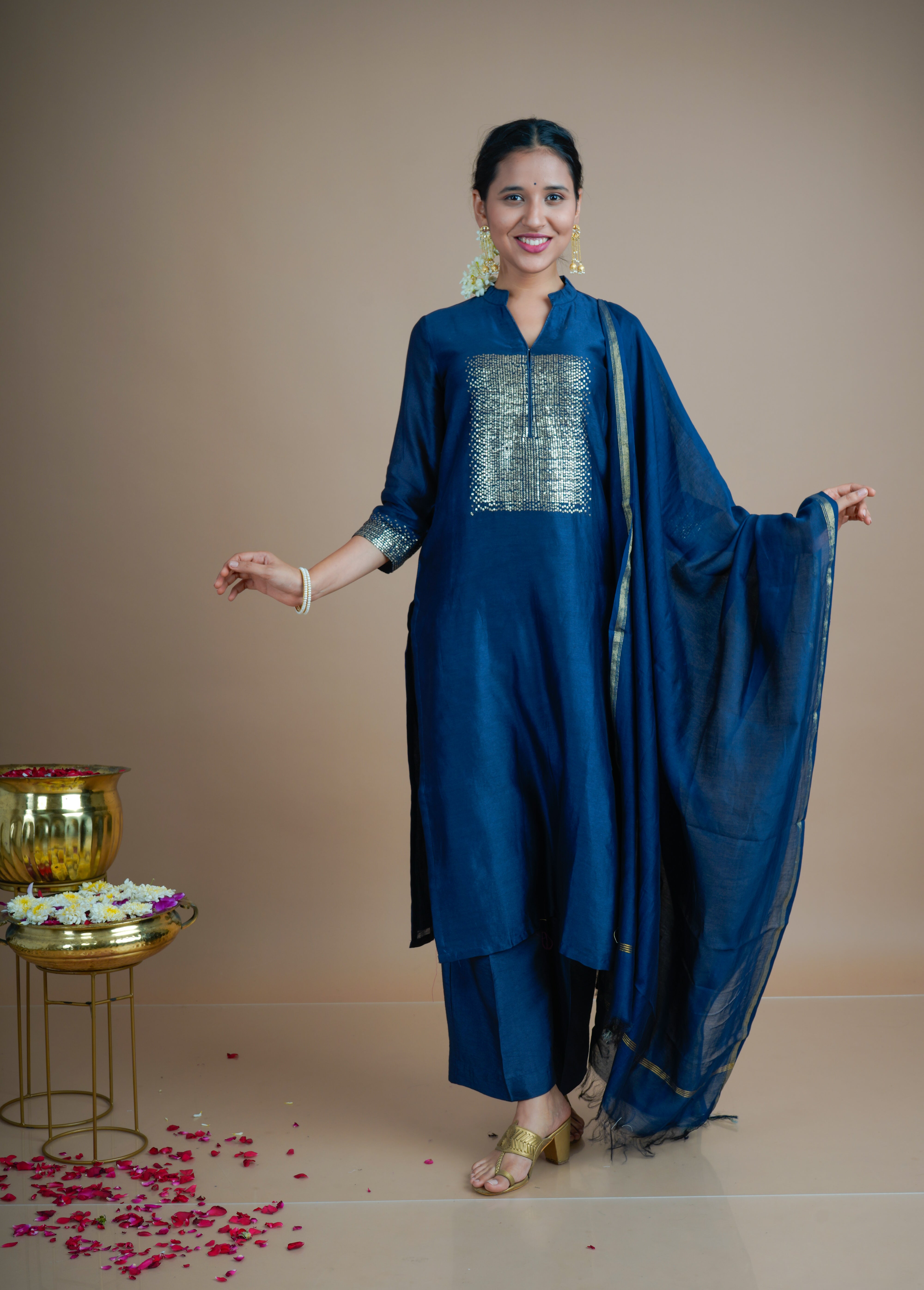 Midnight Charm - Kurta Pant Set With Dupatta