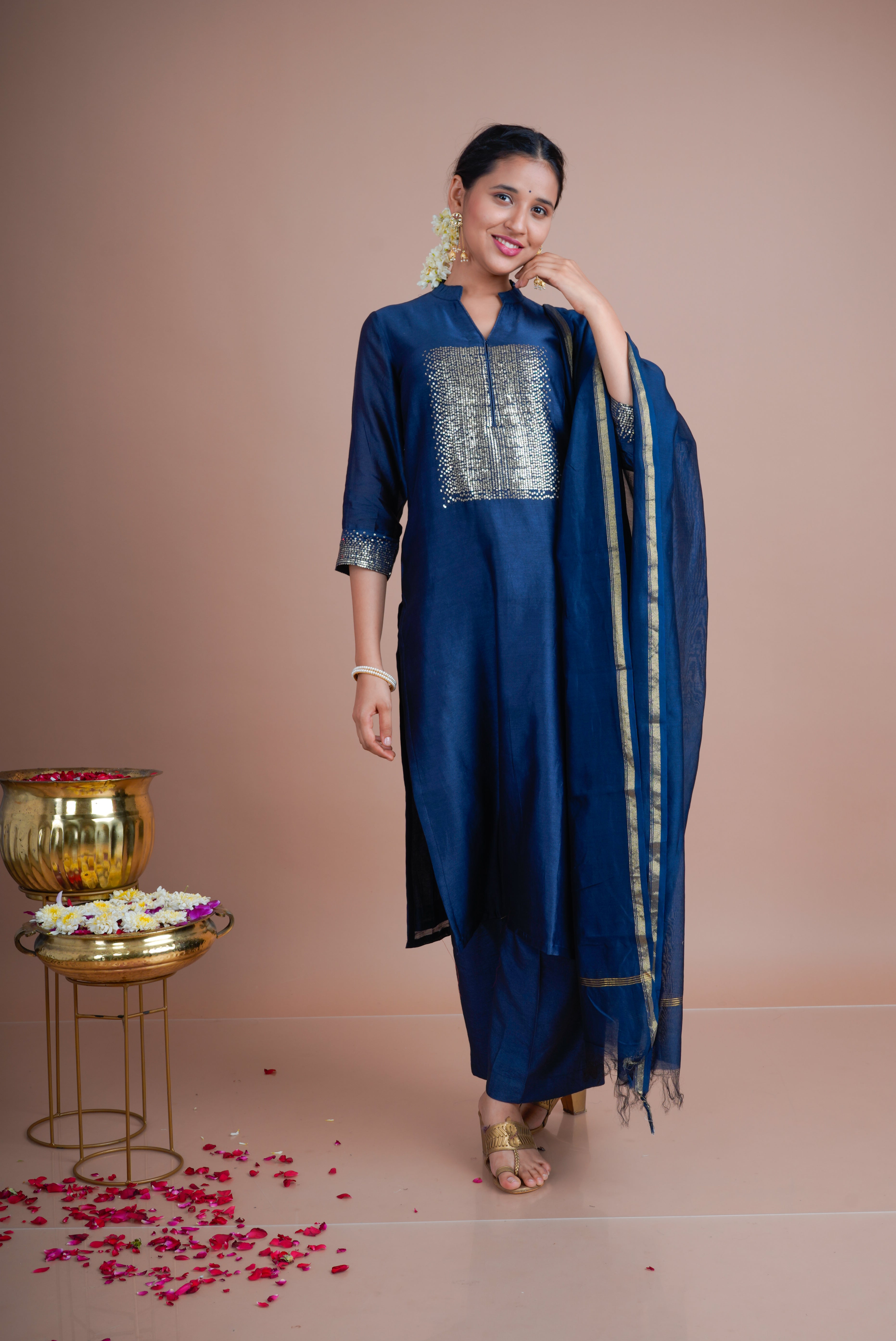 Midnight Charm - Kurta Pant Set With Dupatta