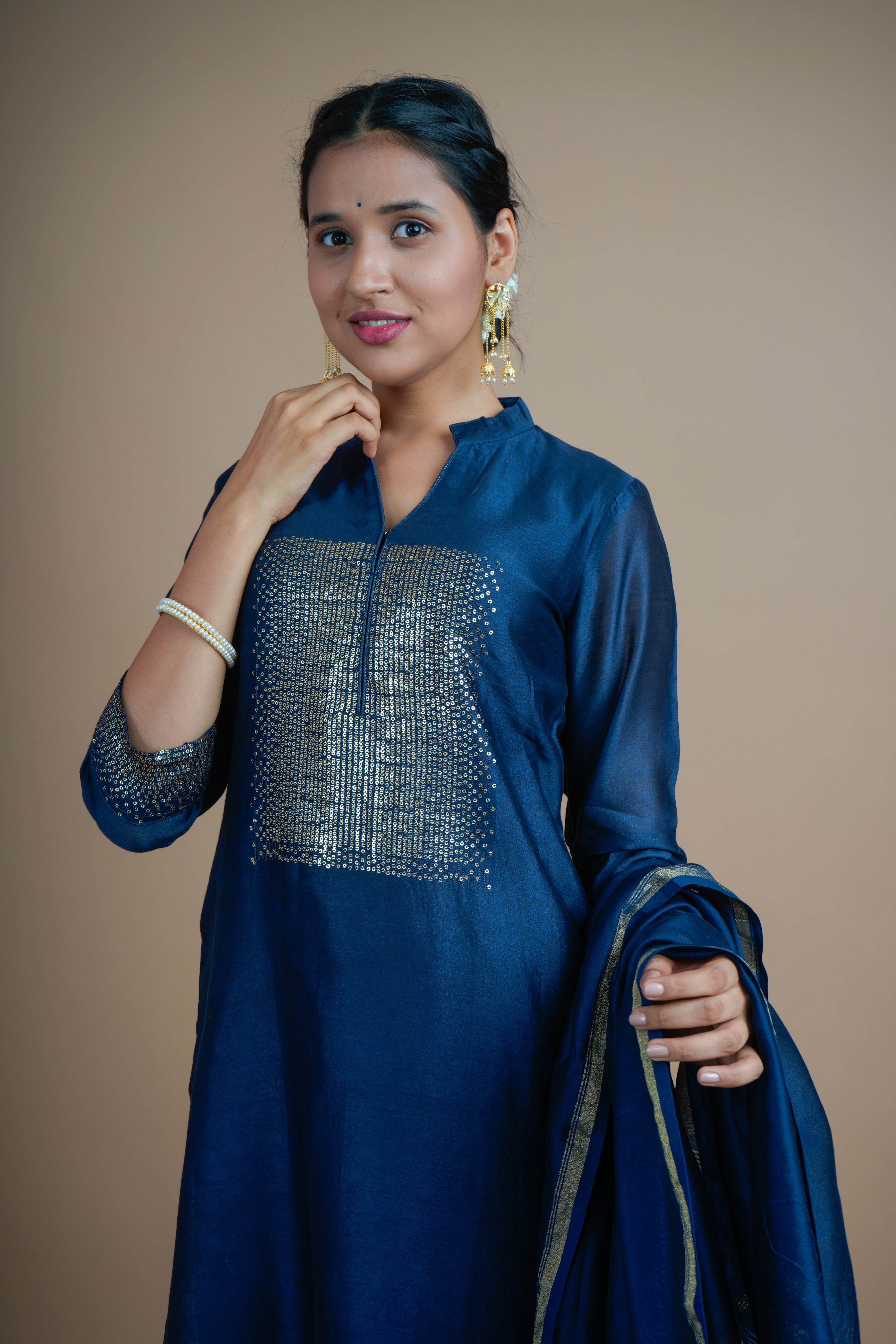 Midnight Charm - Kurta Pant Set With Dupatta