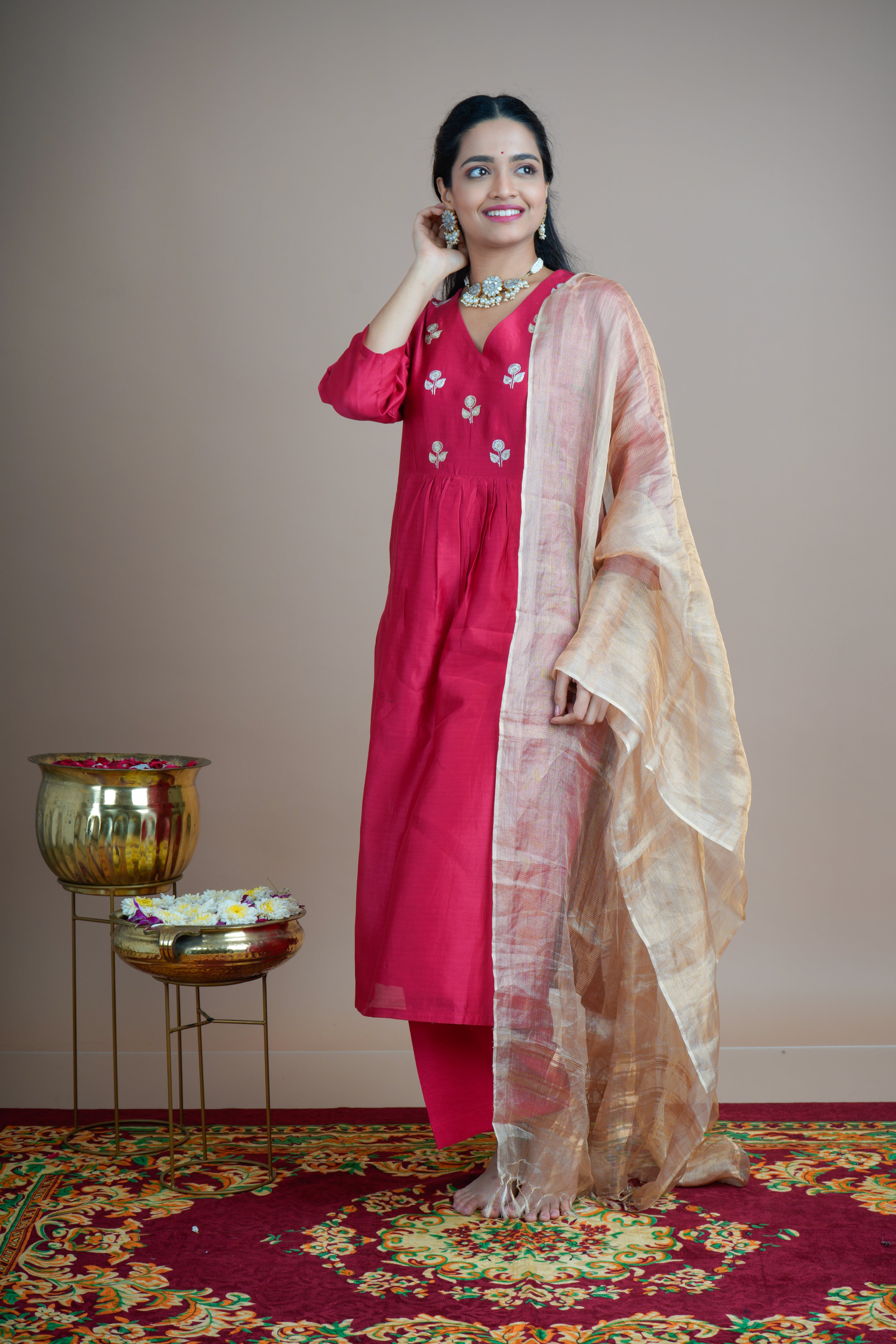 Kusumika (कुसुमिका) – Blooming Blossom - Kurta and Pant Set With Dupatta