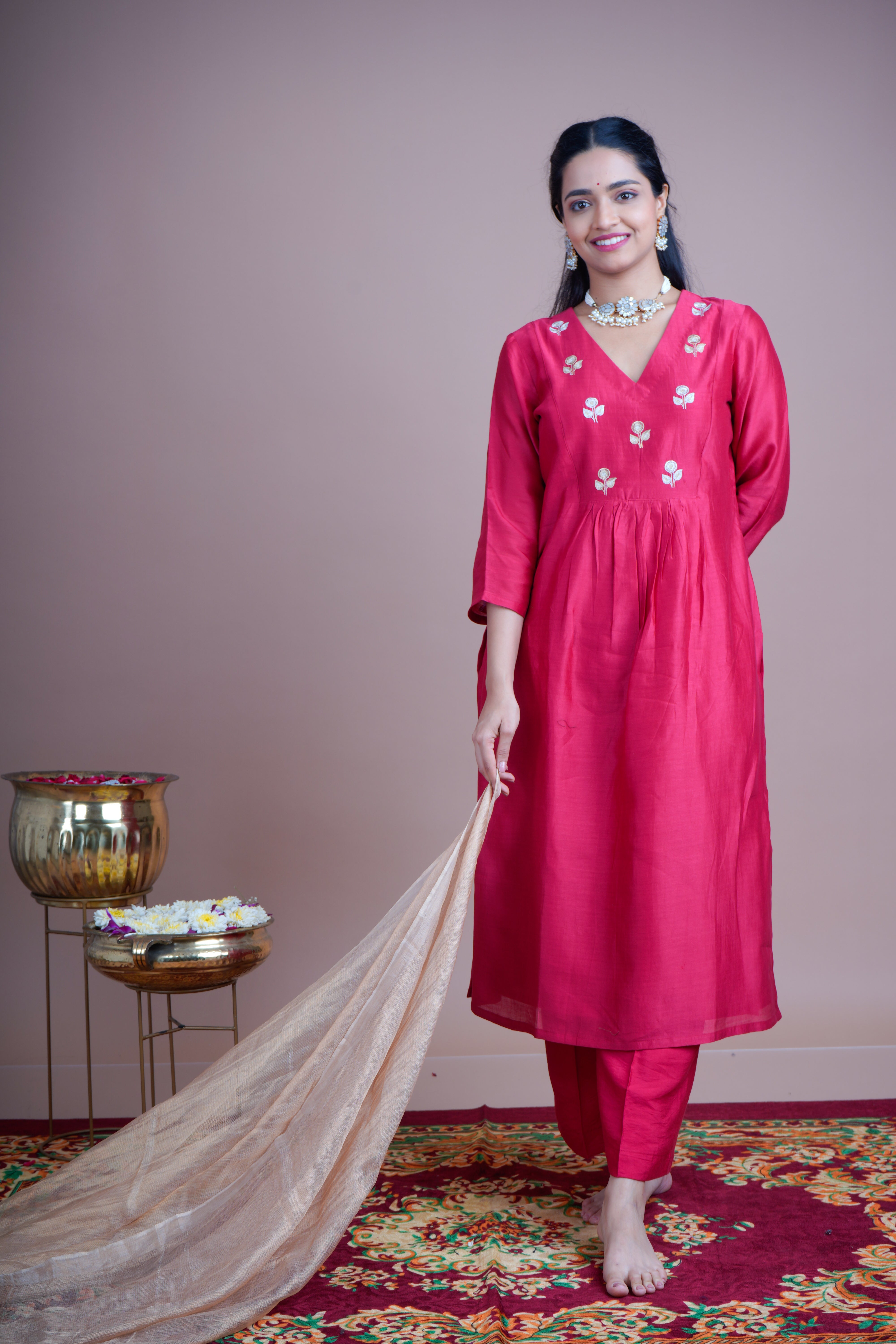Kusumika (कुसुमिका) – Blooming Blossom - Kurta and Pant Set With Dupatta