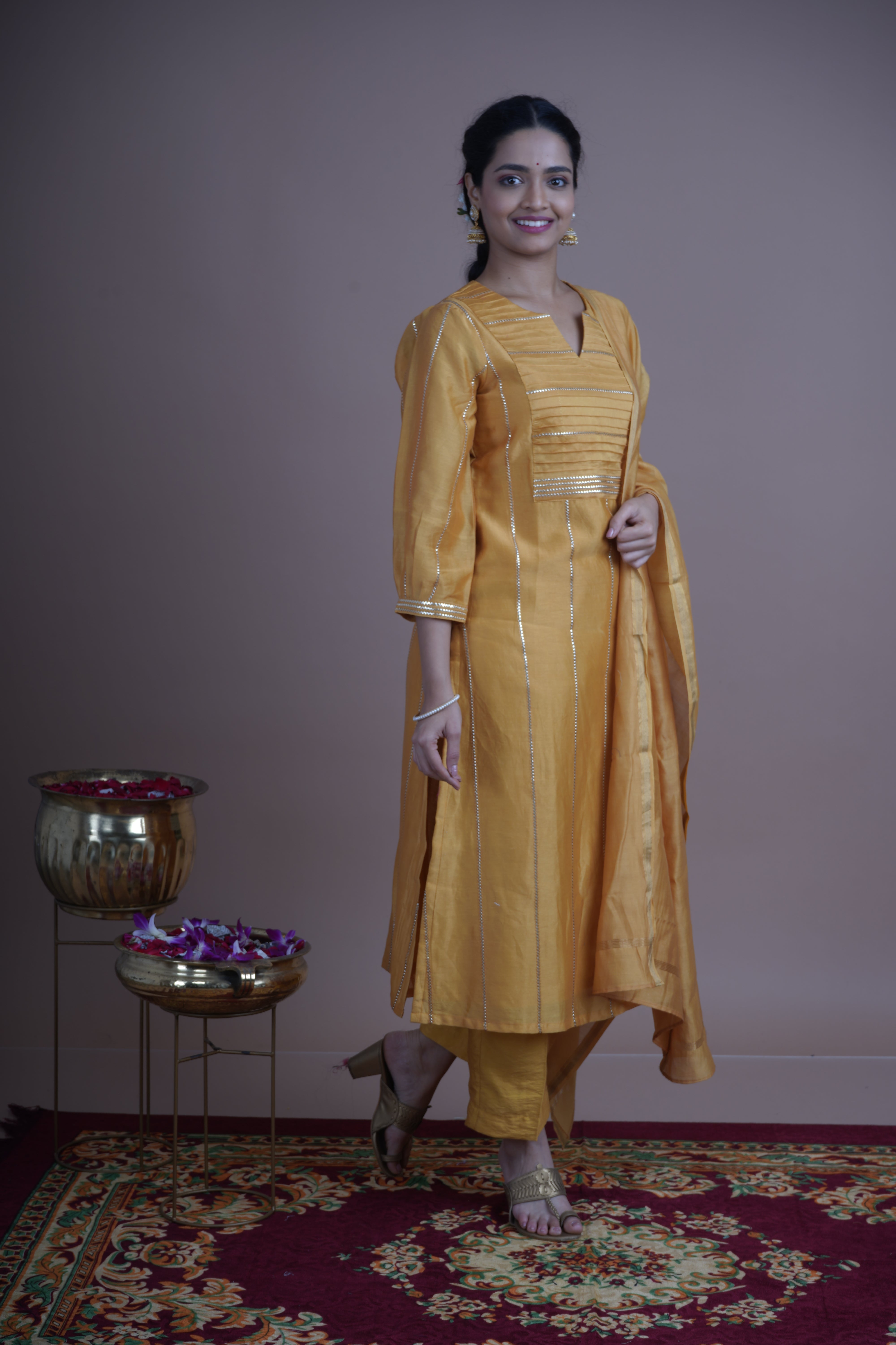 Suvarna (सुवर्ण) – Golden Radiance- Kurta pant set with Dupatta