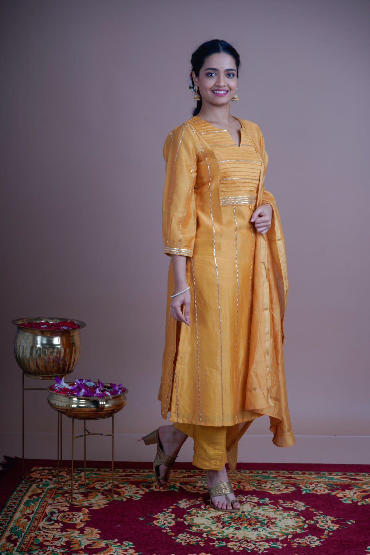 Suvarna (सुवर्ण) – Golden Radiance- Kurta pant set with Dupatta