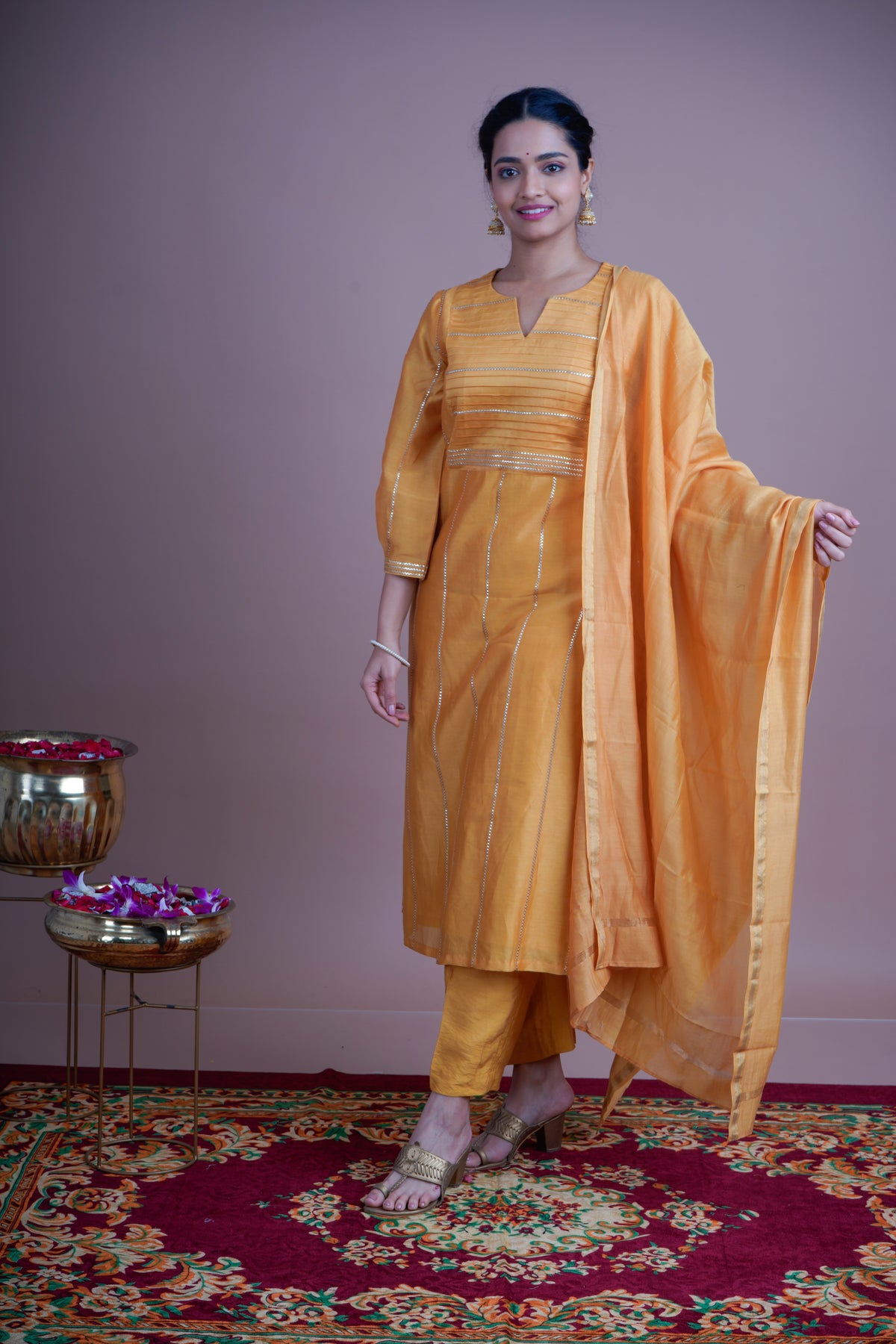 Suvarna (सुवर्ण) – Golden Radiance- Kurta pant set with Dupatta