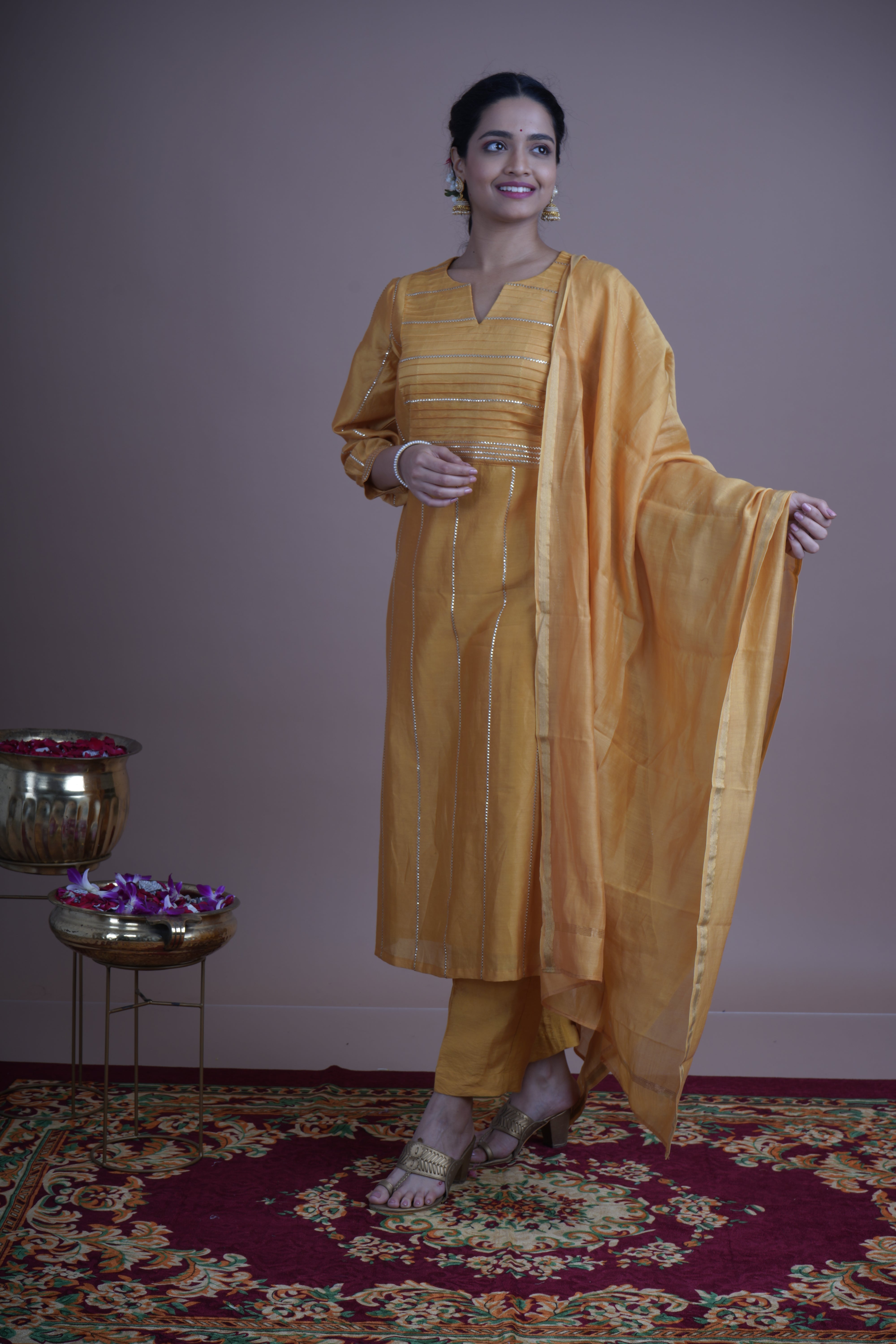 Suvarna (सुवर्ण) – Golden Radiance- Kurta pant set with Dupatta