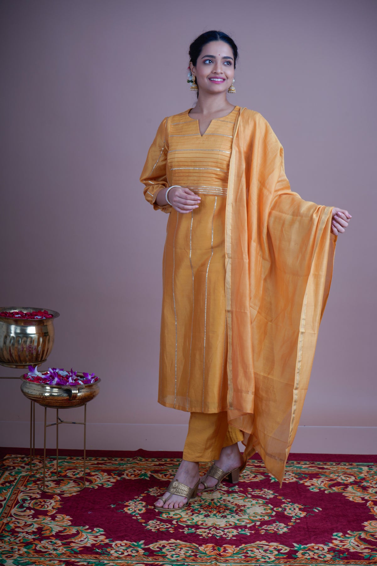 Suvarna (सुवर्ण) – Golden Radiance- Kurta pant set with Dupatta