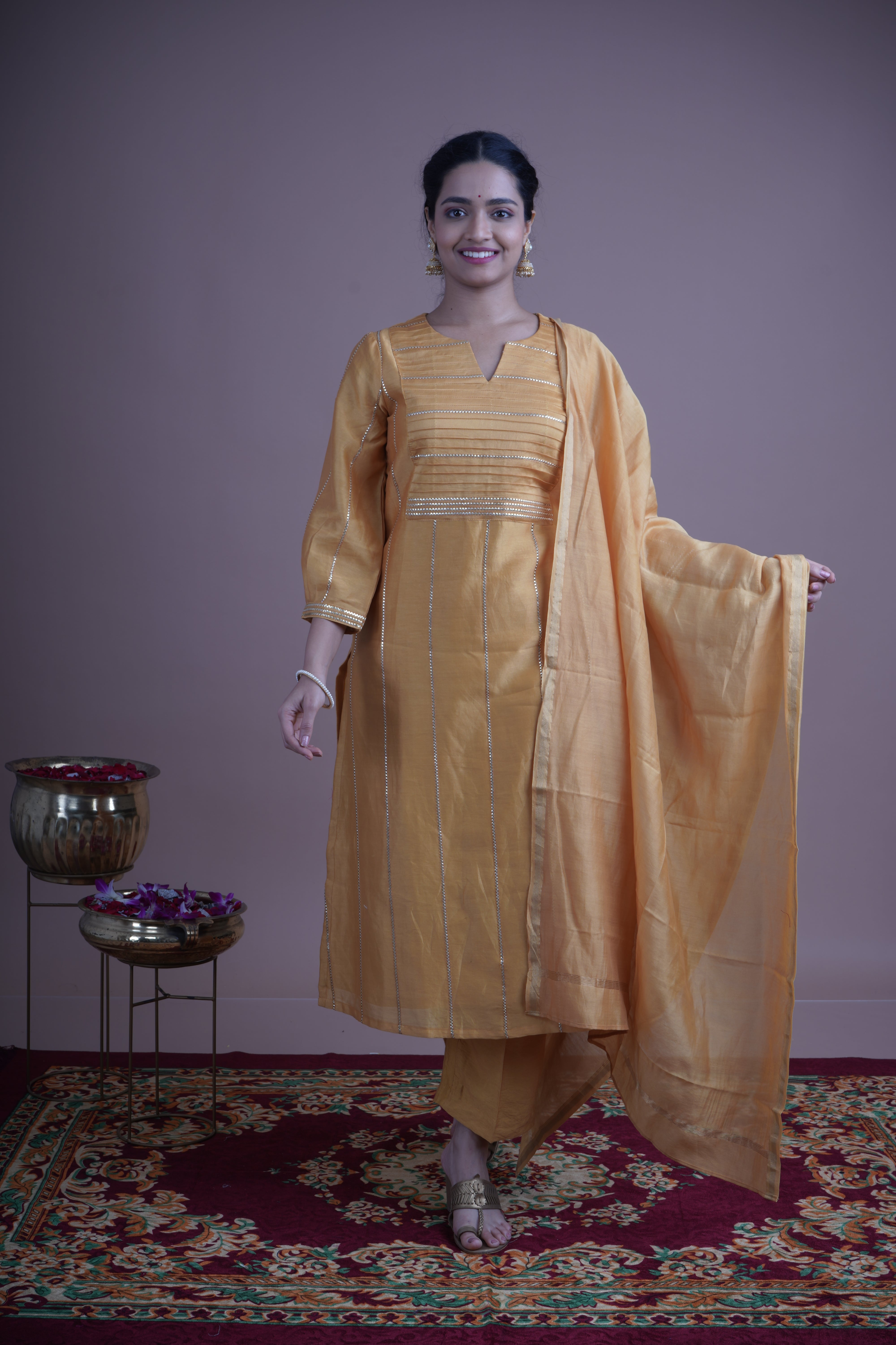 Suvarna (सुवर्ण) – Golden Radiance- Kurta pant set with Dupatta