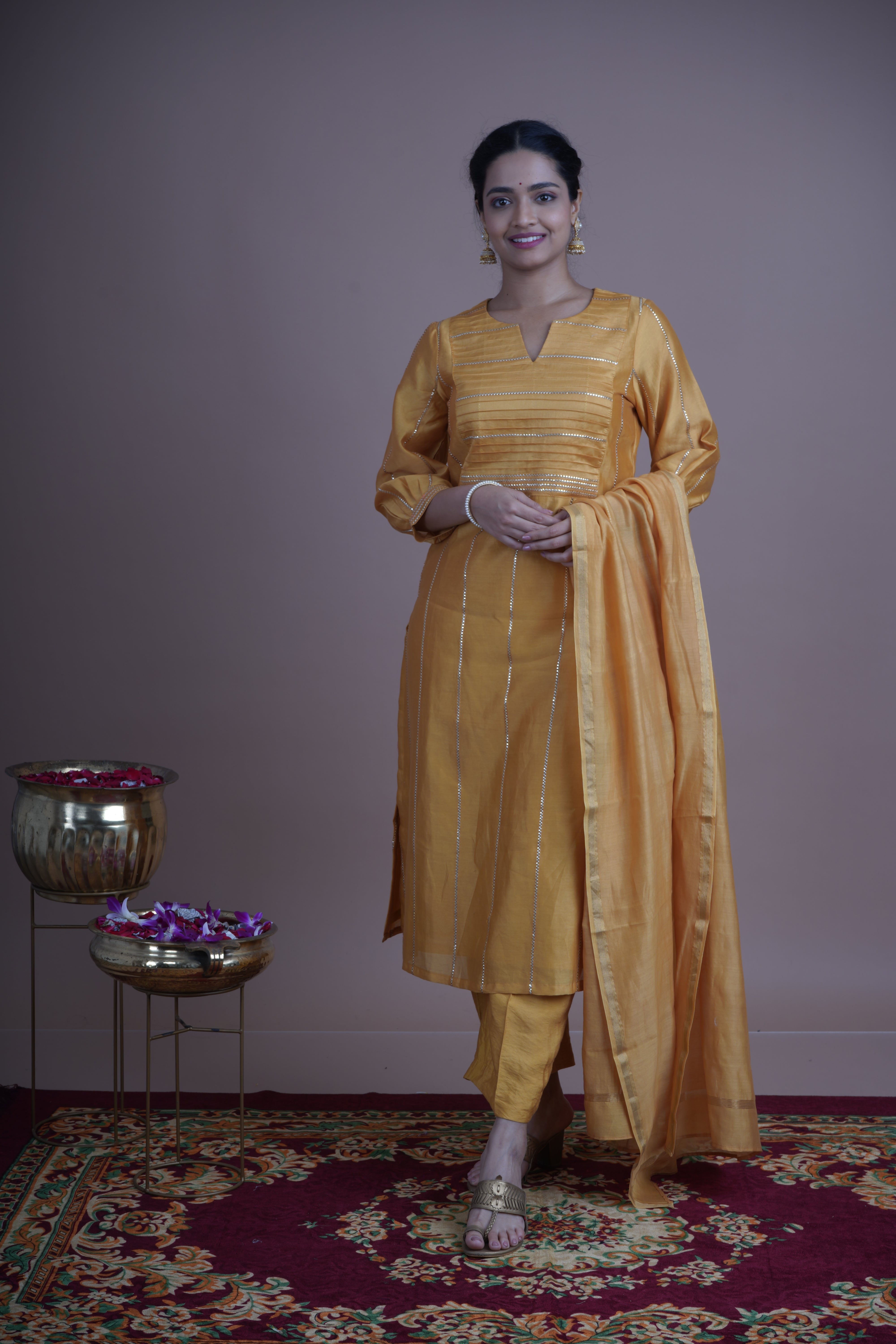 Suvarna (सुवर्ण) – Golden Radiance- Kurta pant set with Dupatta
