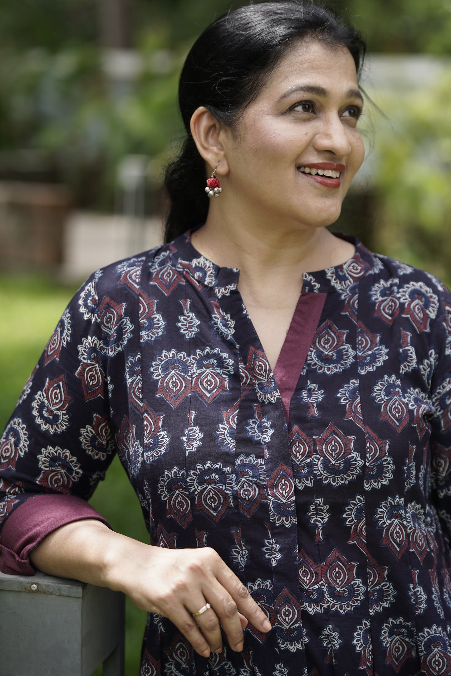 Indigo Handblock Printed Cotton Dress