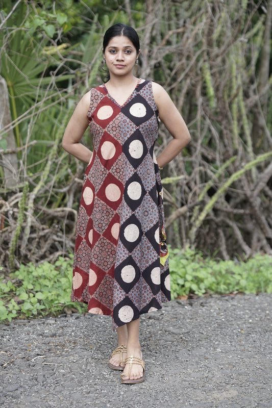 Ajrakh half and half dress