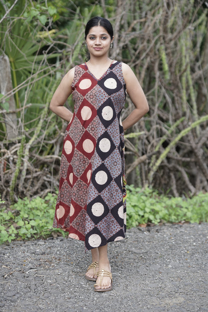 Ajrakh half and half dress