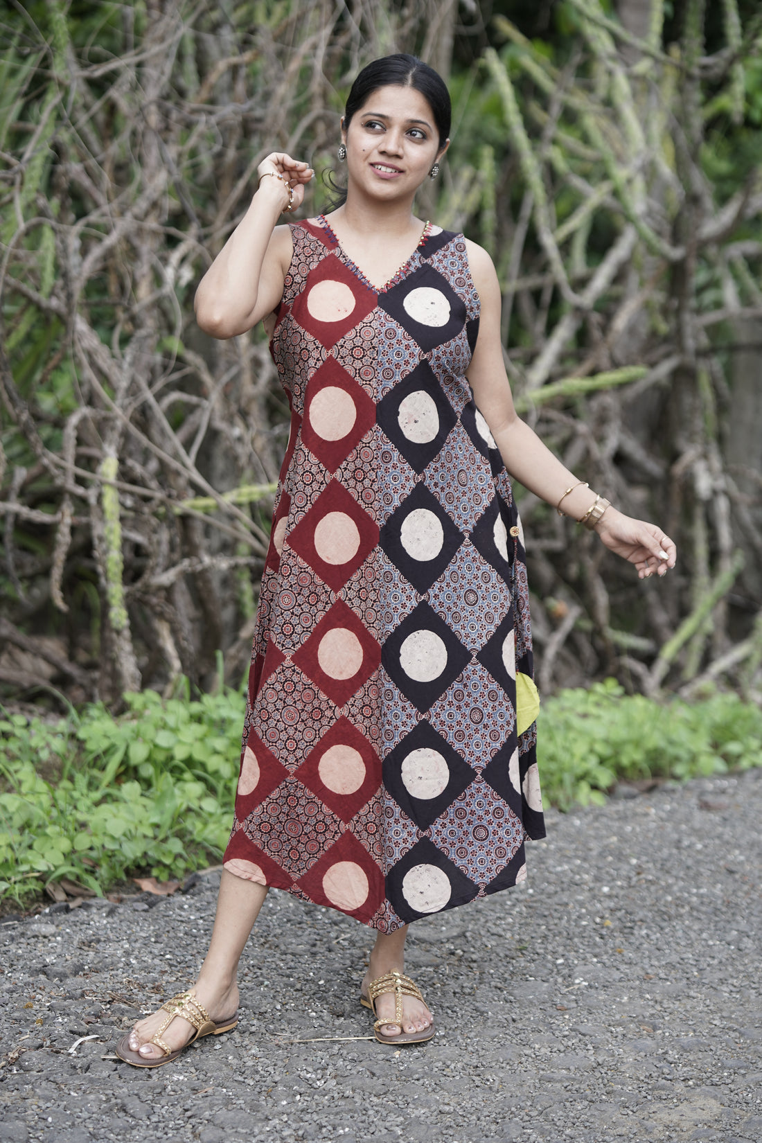 Ajrakh half and half dress