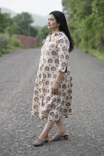 Ajrakh shirt collar dress