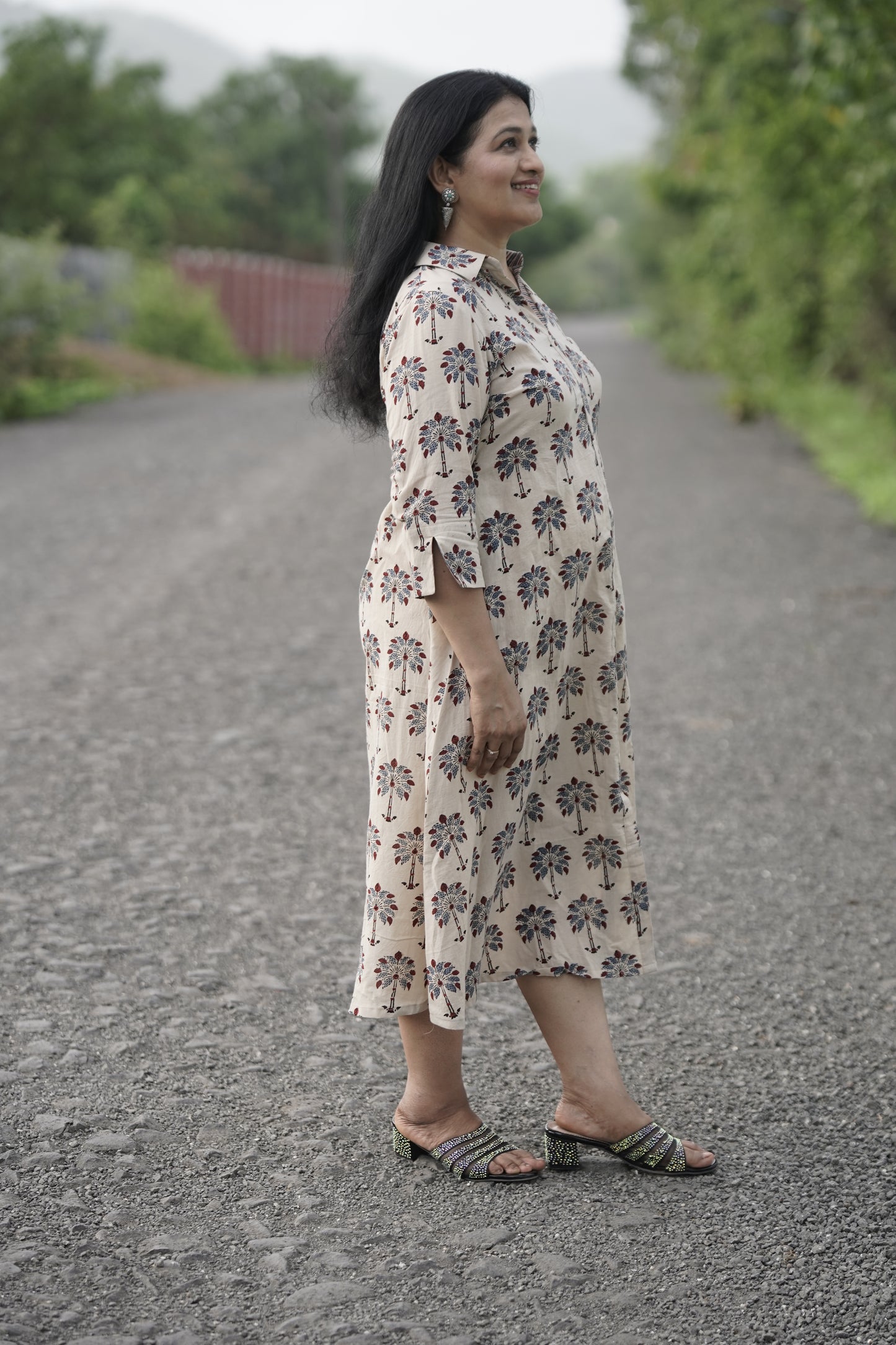 Ajrakh shirt collar dress